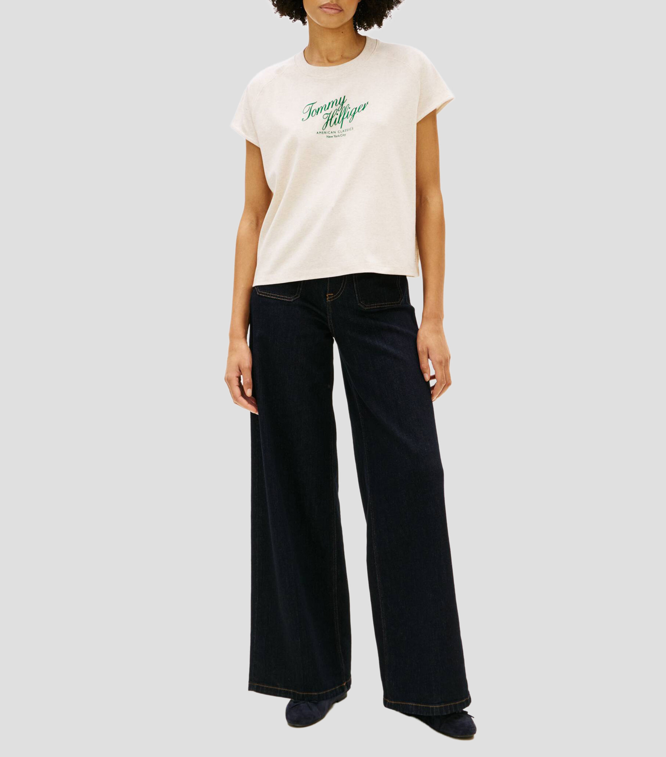 Playera cuello redondo manga corta estampada Mujer