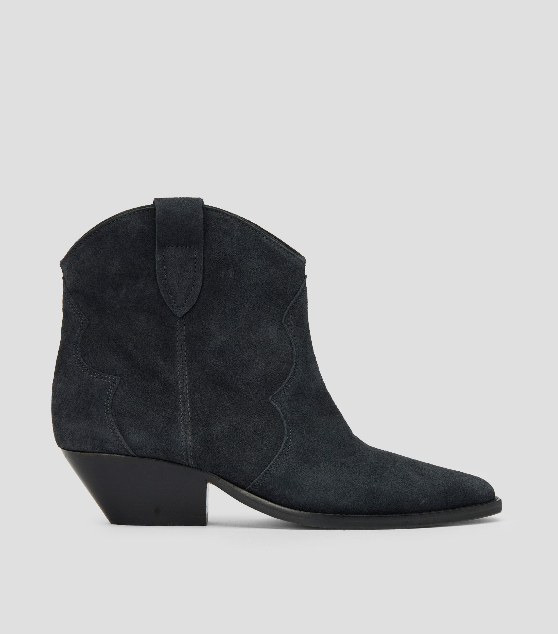 Botas vaqueras cortas Dewina en piel con tacón bajo ancho Mujer