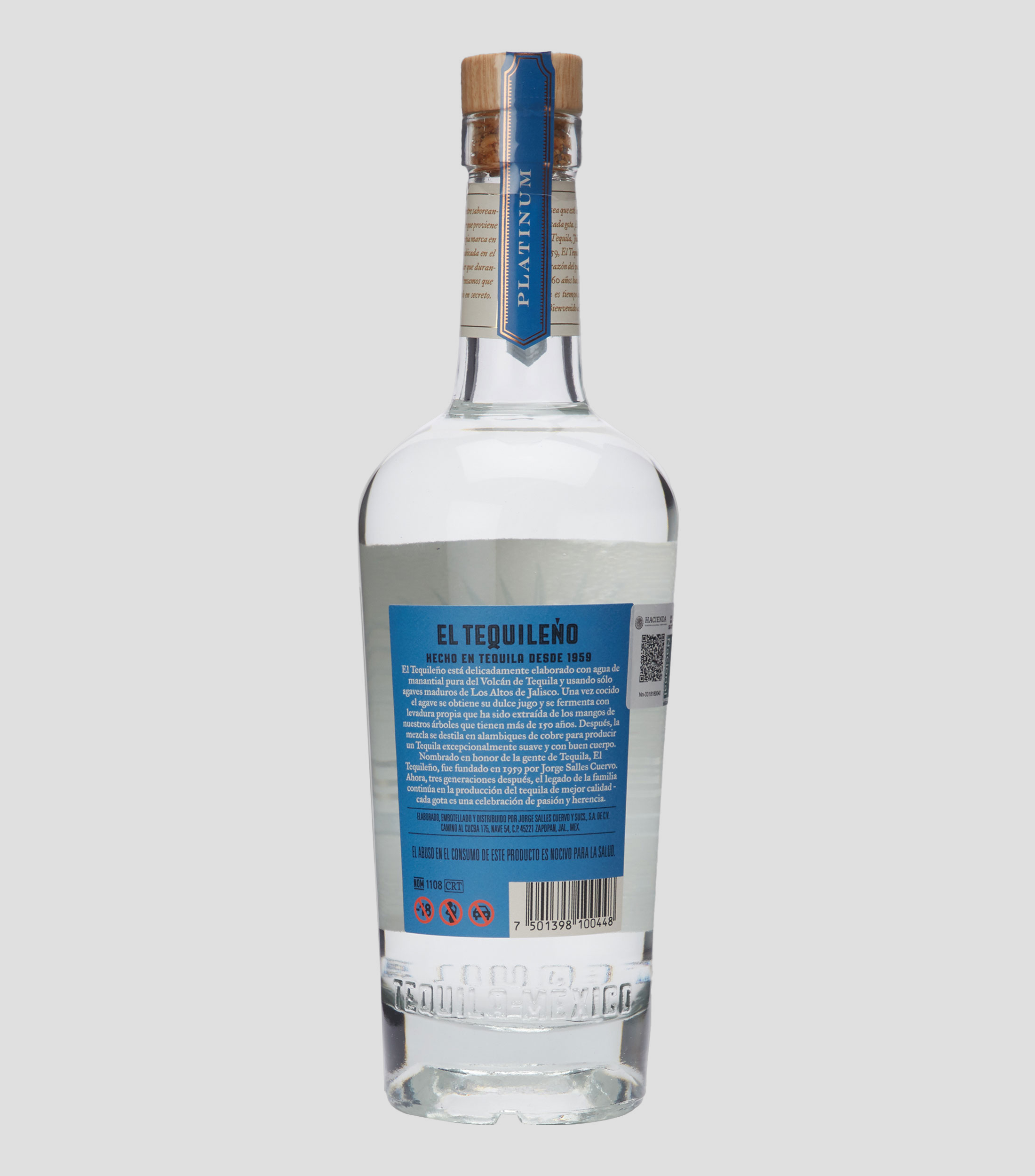 Tequila blanco Platinum El Tequileno, 750 ml