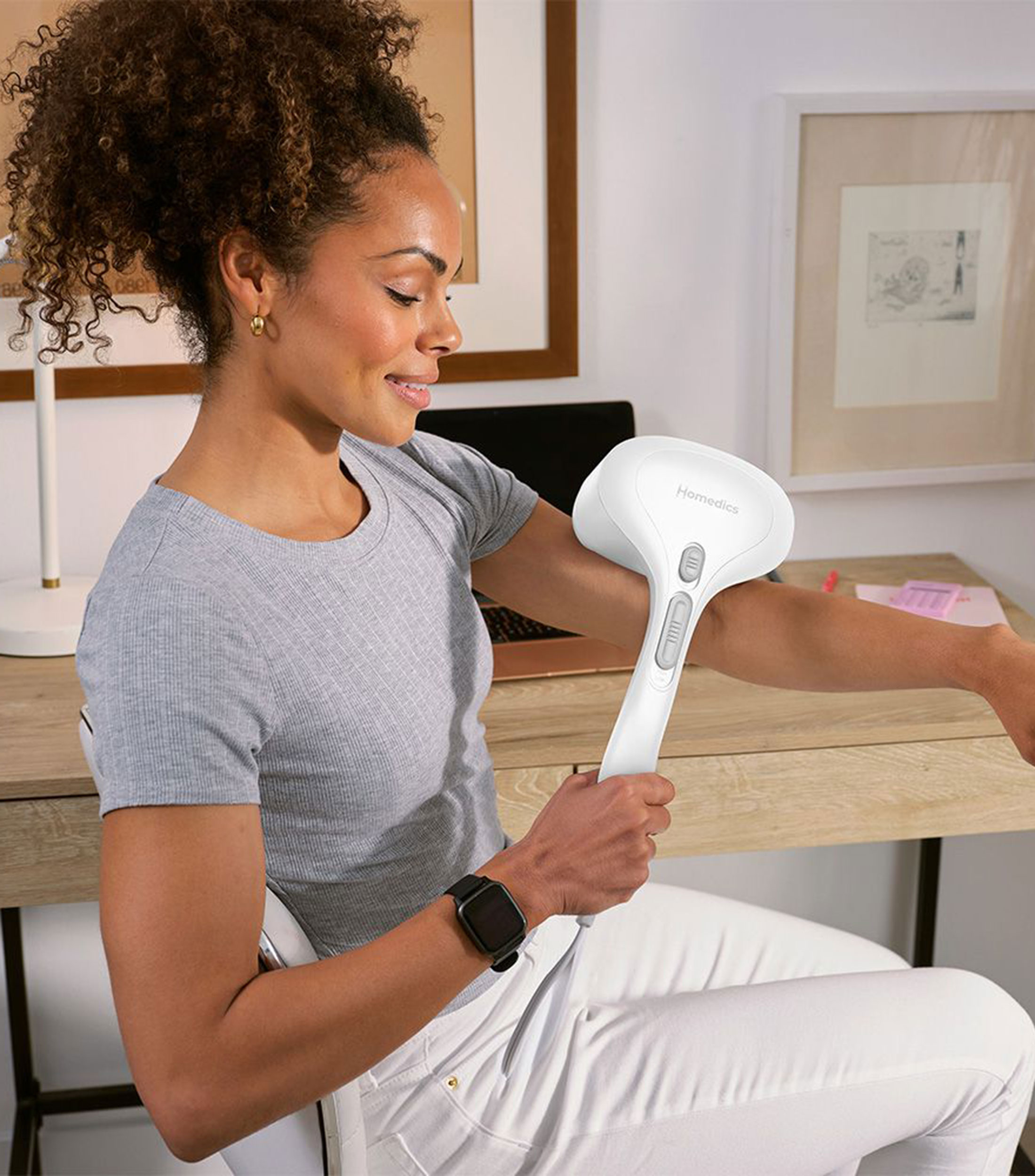 Masajeador de mano con percusión portátil con calor e intensidad variable HHP-285HJ-WT