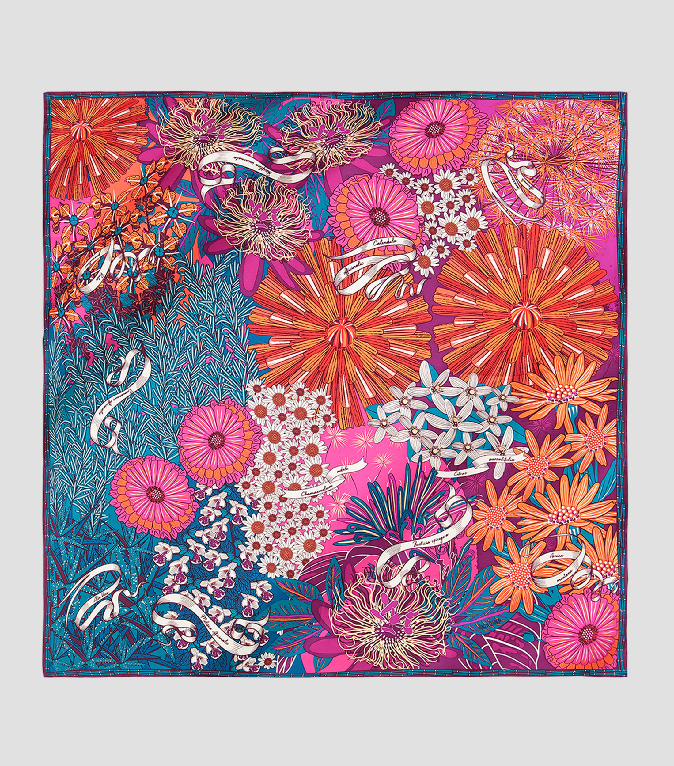 Mascada color azul con flores Mujer