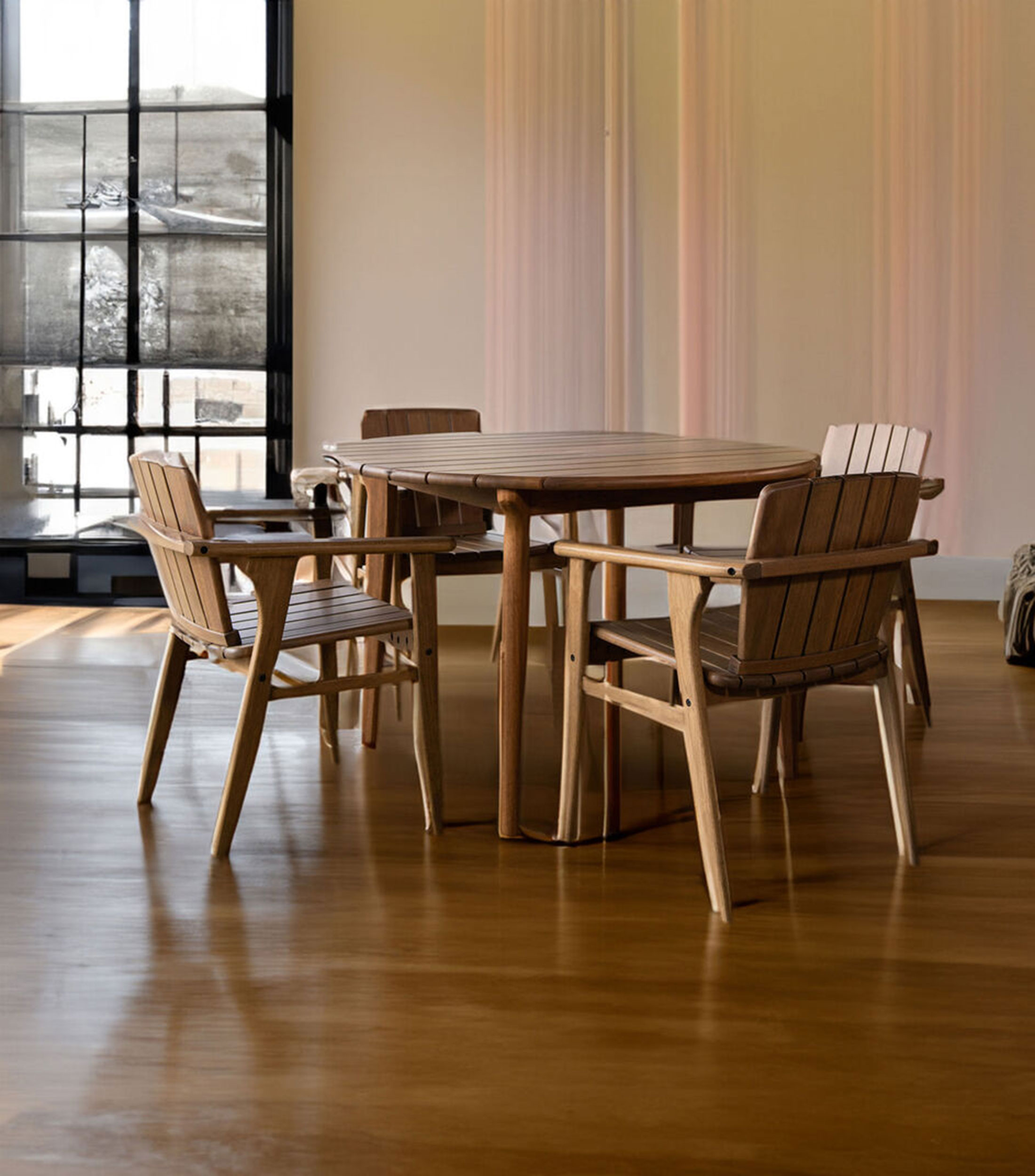Silla con Brazos Napoli para exterior en madera