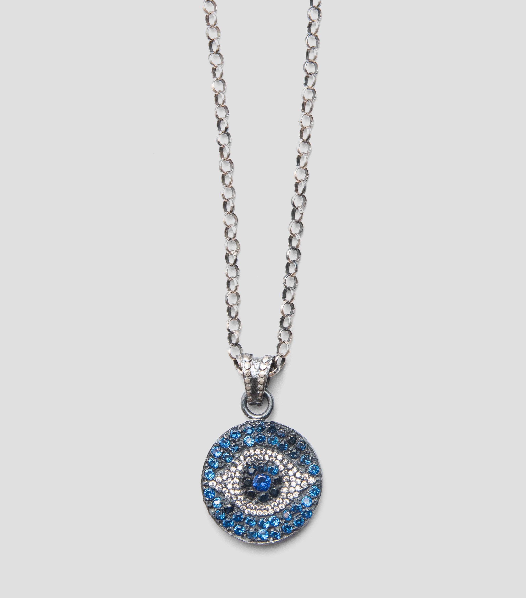 Dije con cadena en plata .925 y zirconias Big Blue Eye Unisex