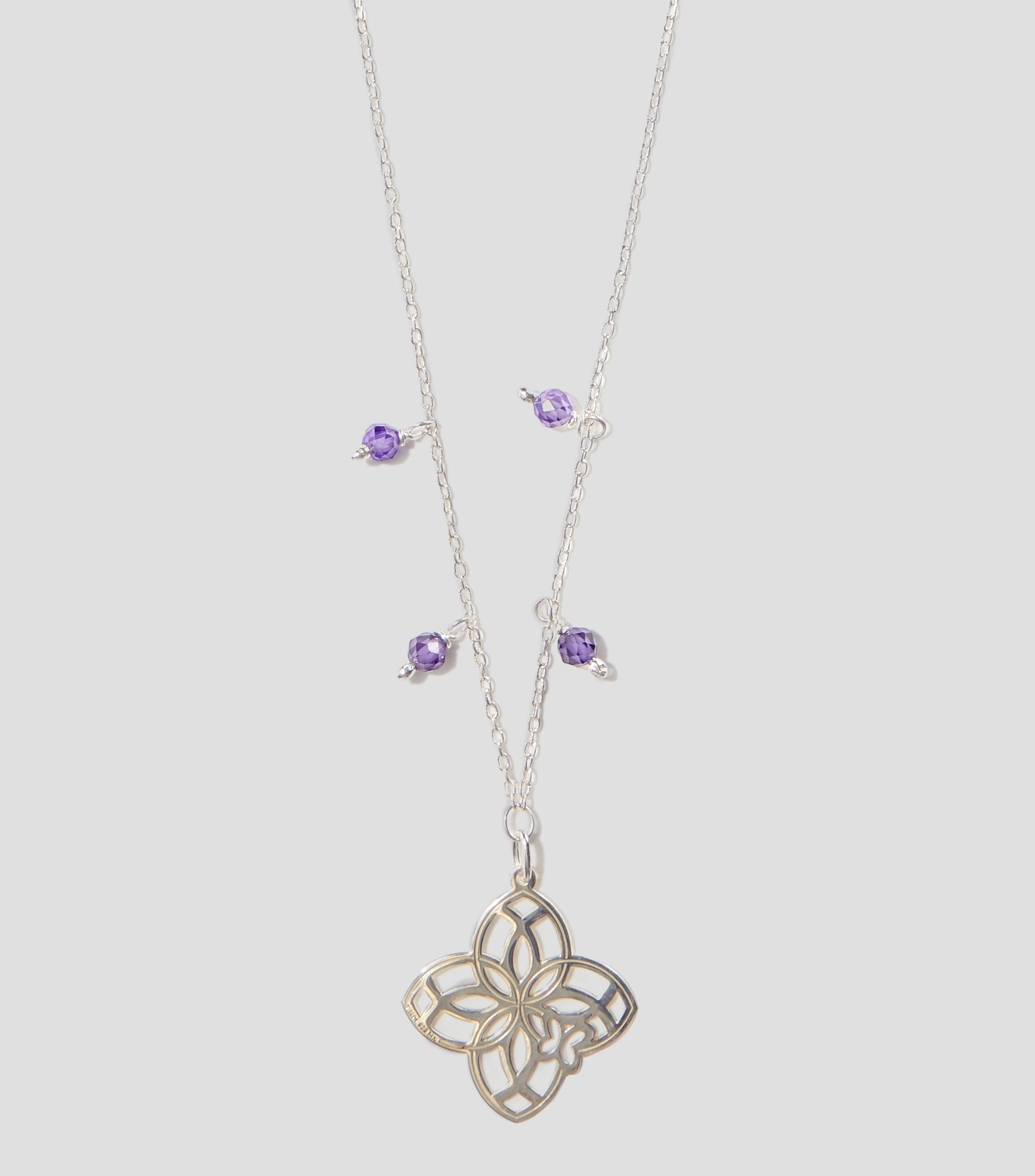 Dije y cadena Flor 4 petalos en Plata .925 Mujer