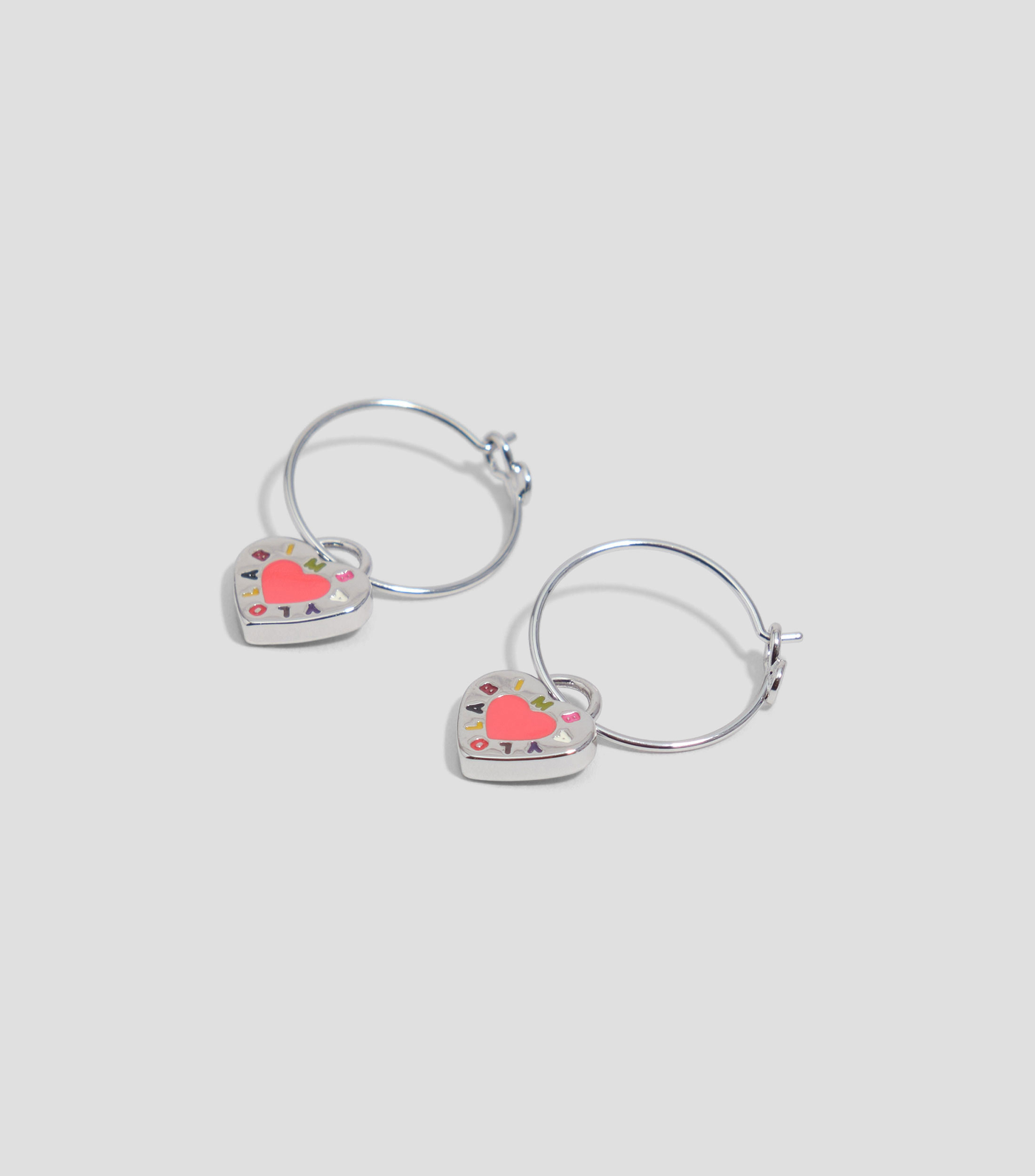 Pendientes aro logo corazón coral Mujer