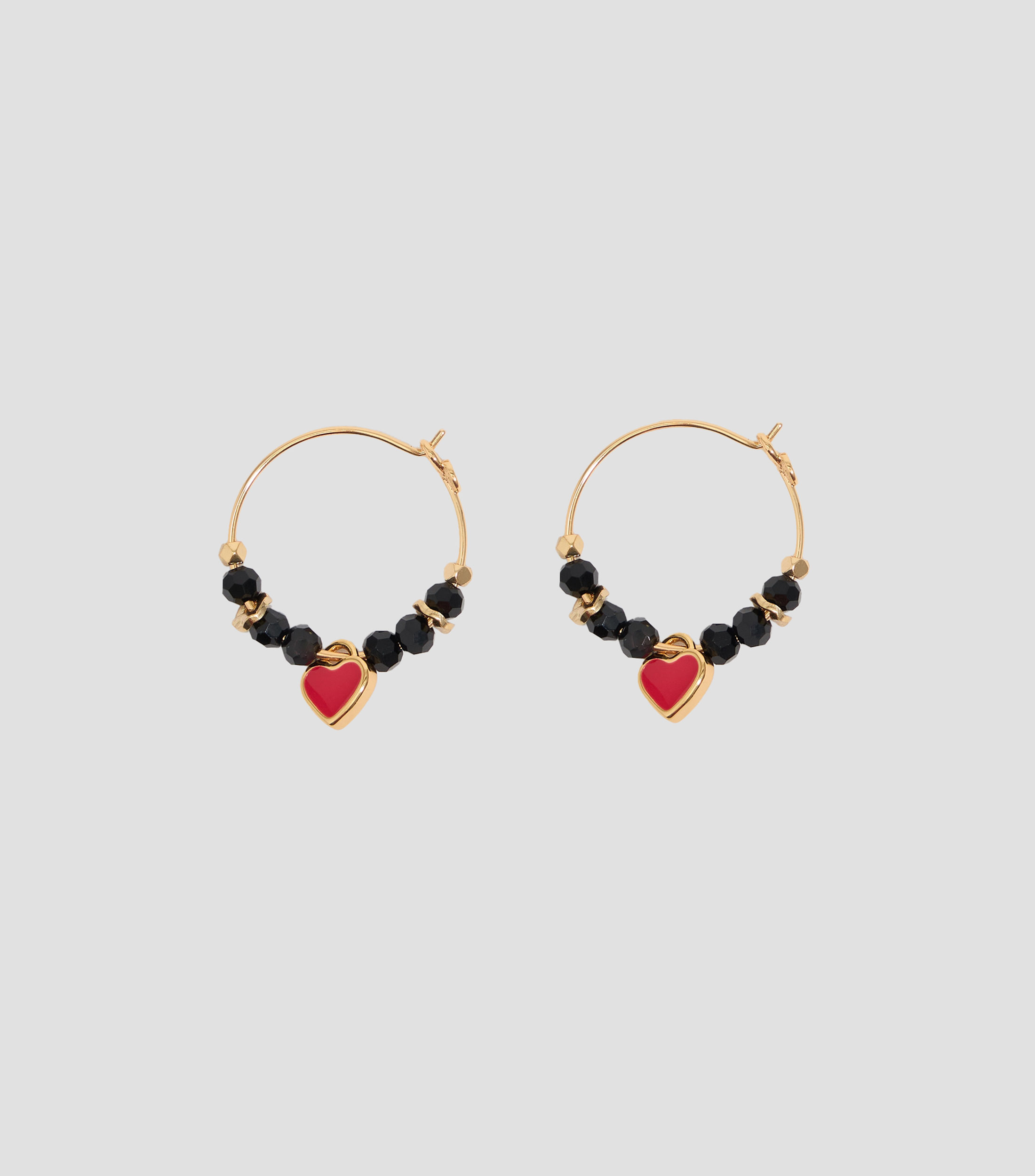 Pendientes aro cristales corazon rojo Mujer