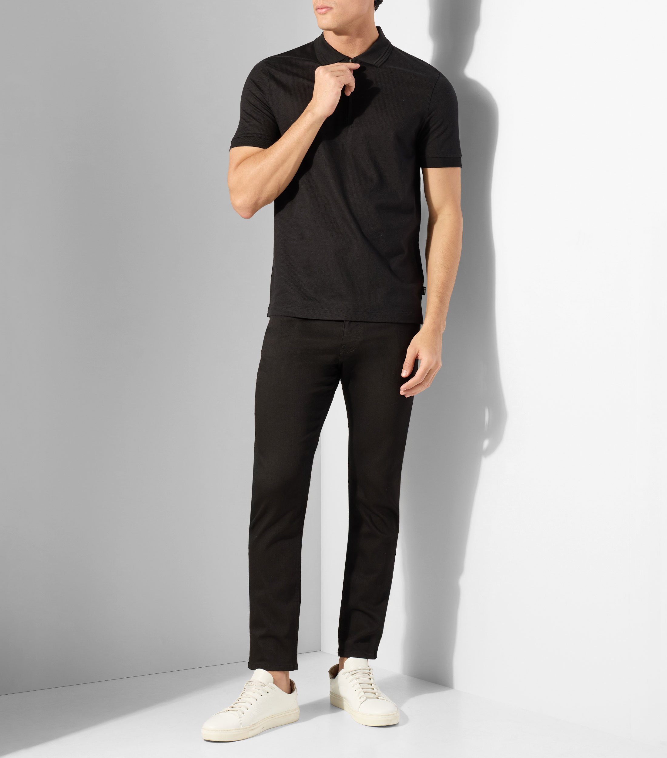 Polo de algodón con tapeta de cremallera Hombre