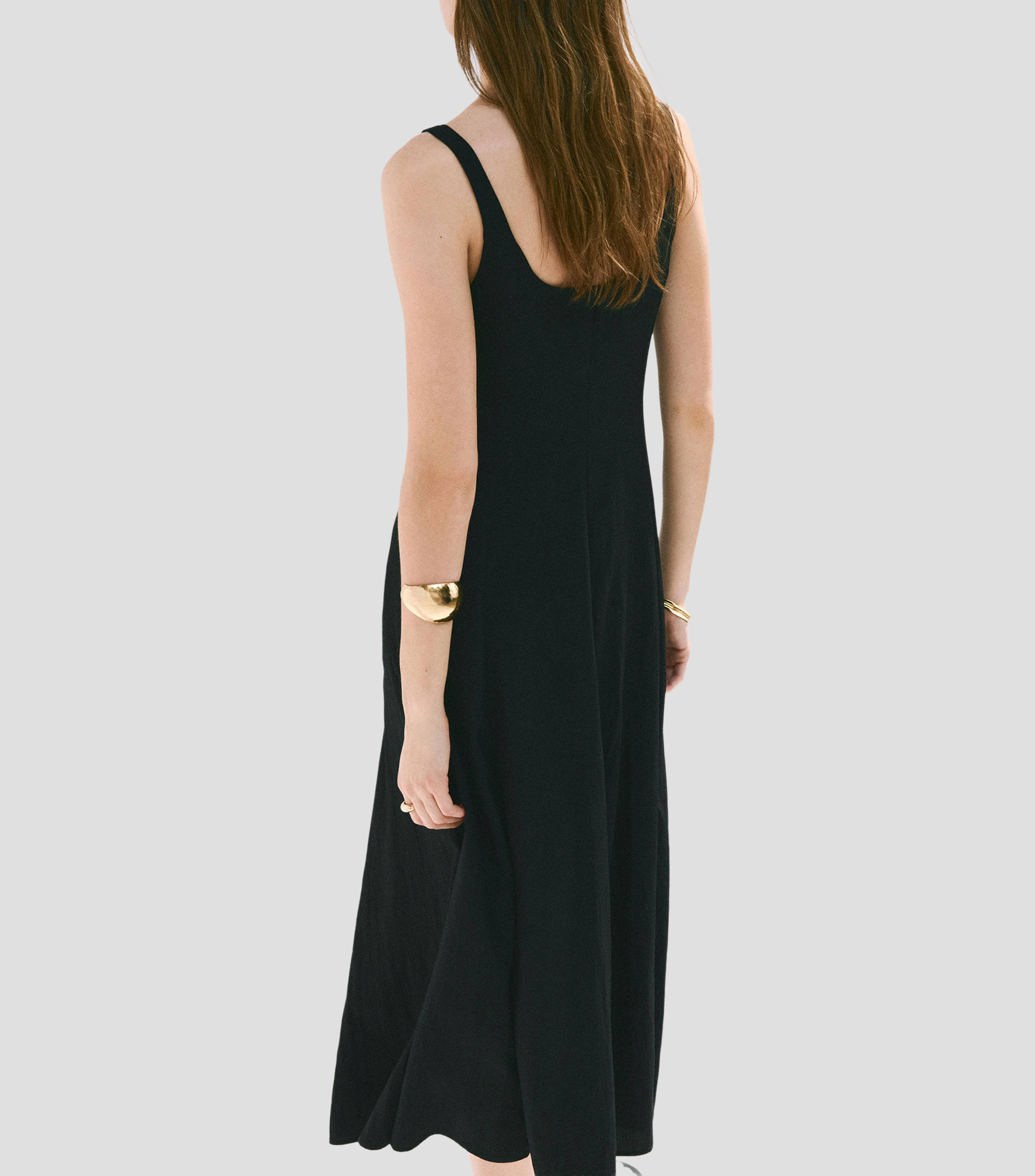 Vestido midi liso Mujer