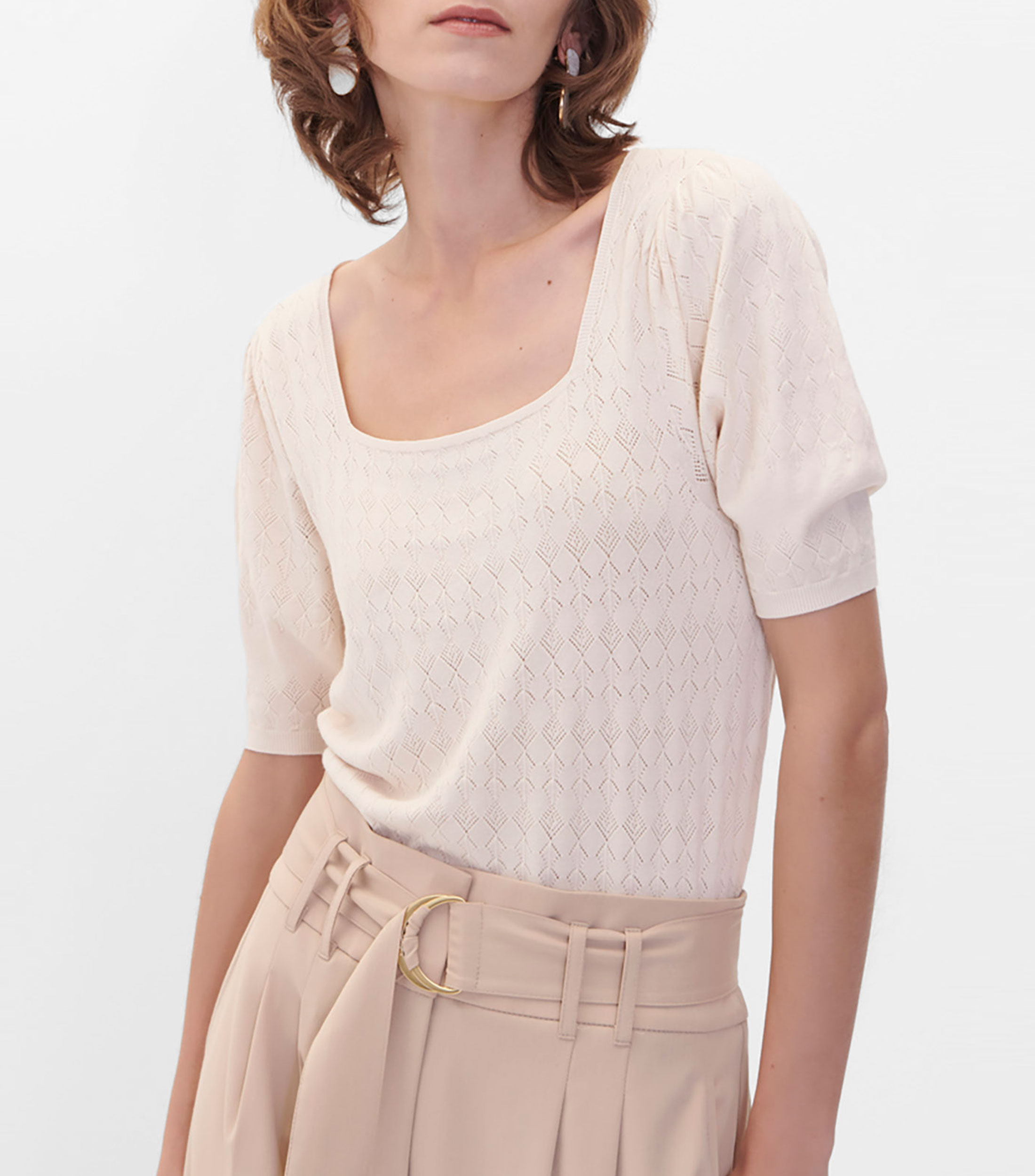 Julio Blusa De Tejido De Punto Blusa Rosa JULIO Calada Talla