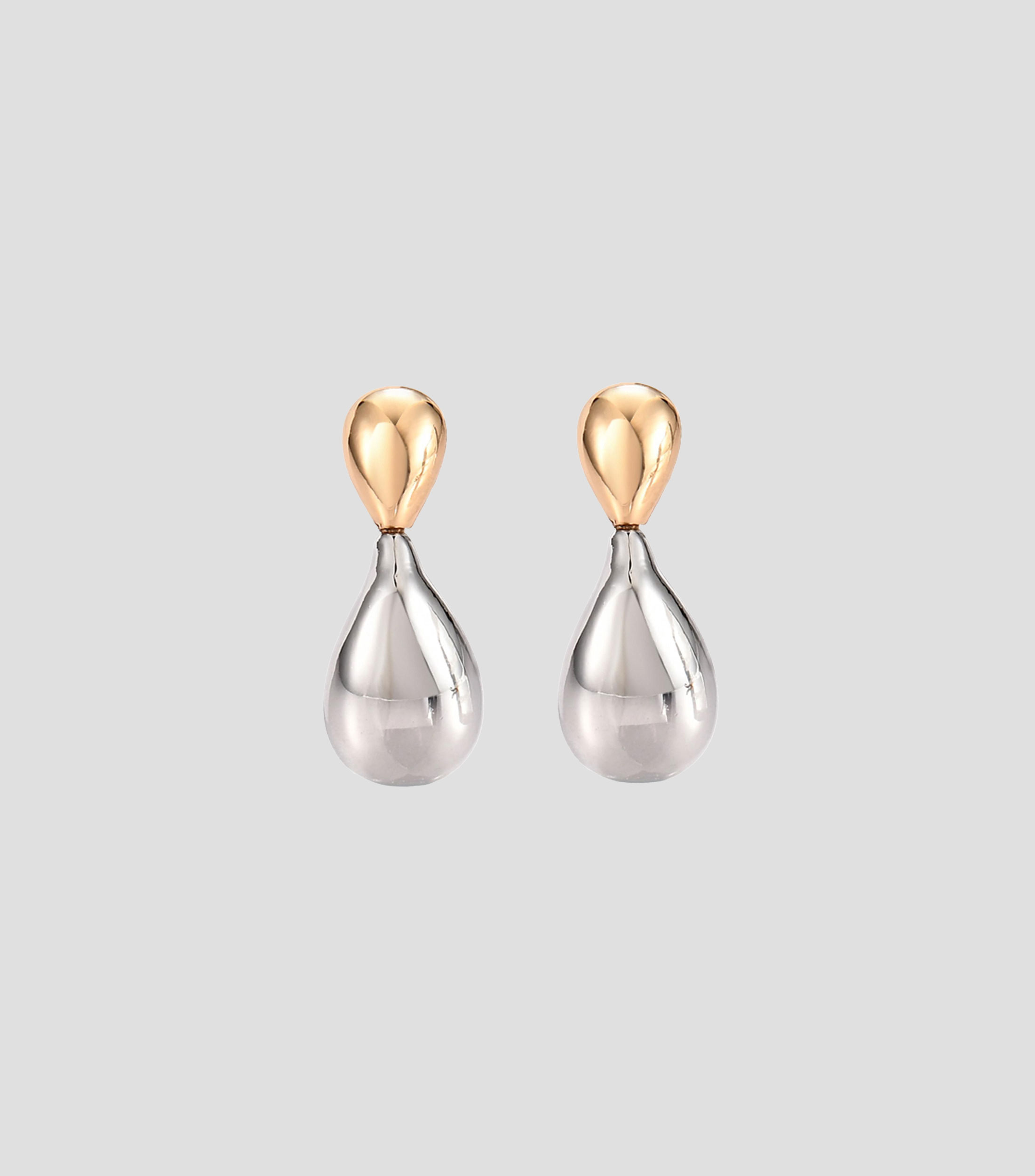 Aretes en forma de gota bicolor Mujer