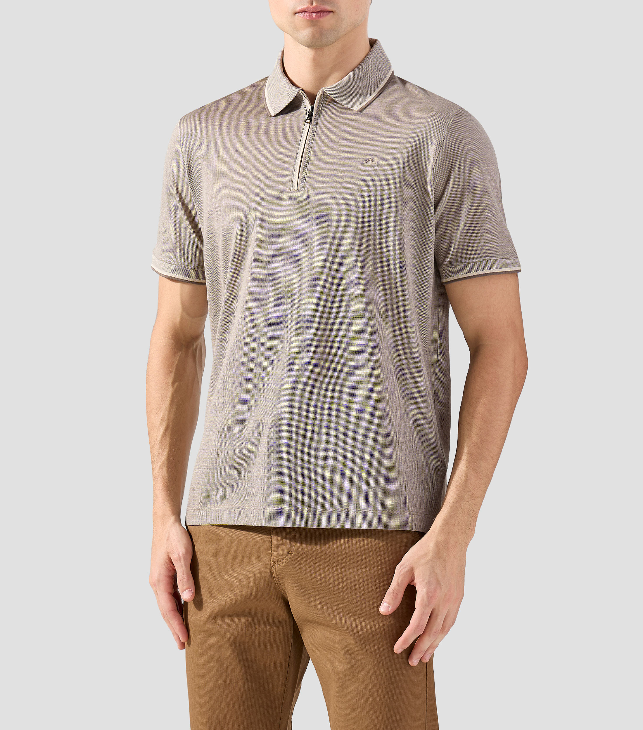 Playera tipo polo con manga corta lisa Hombre