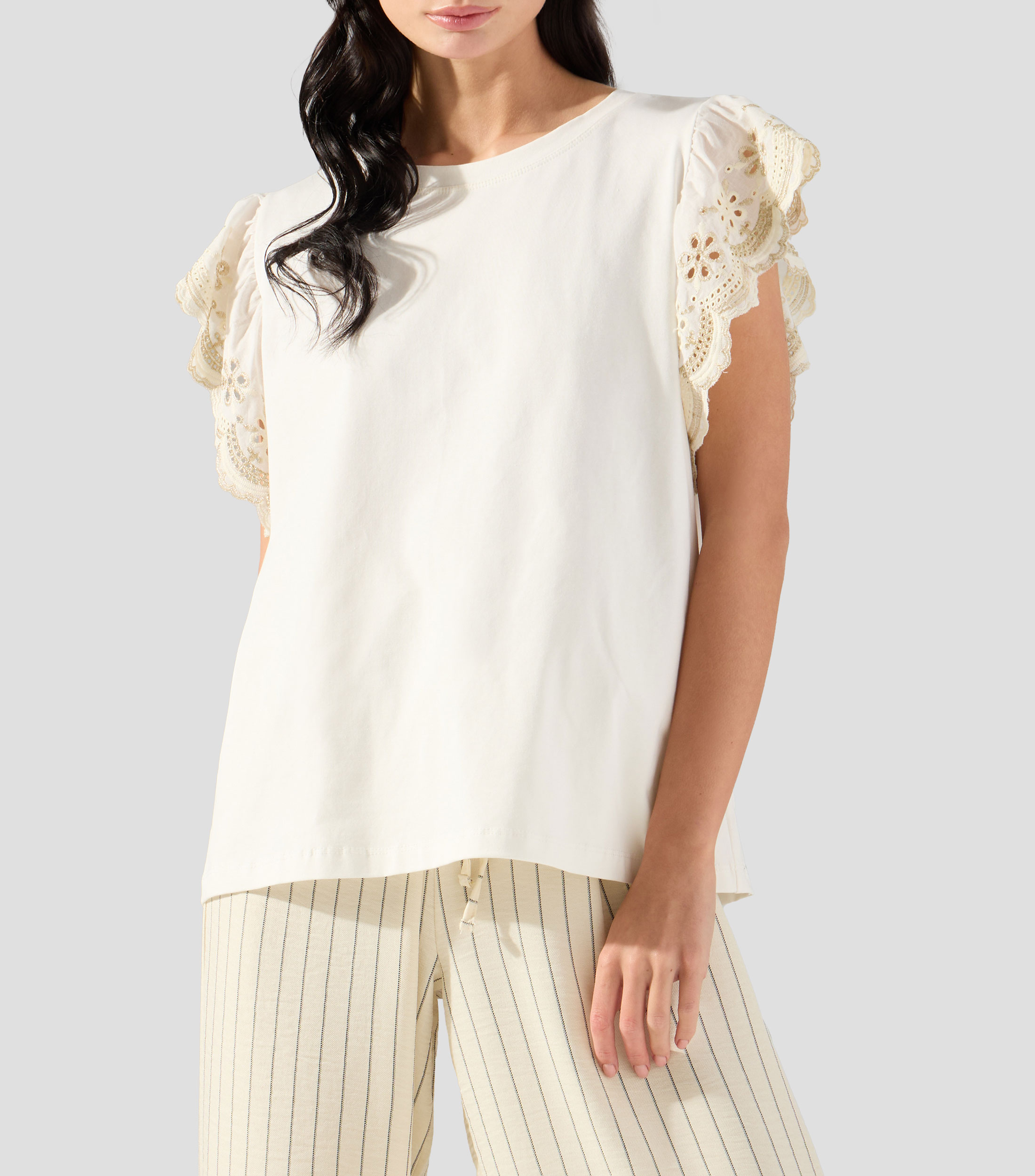 Blusa lisa manga corta Mujer