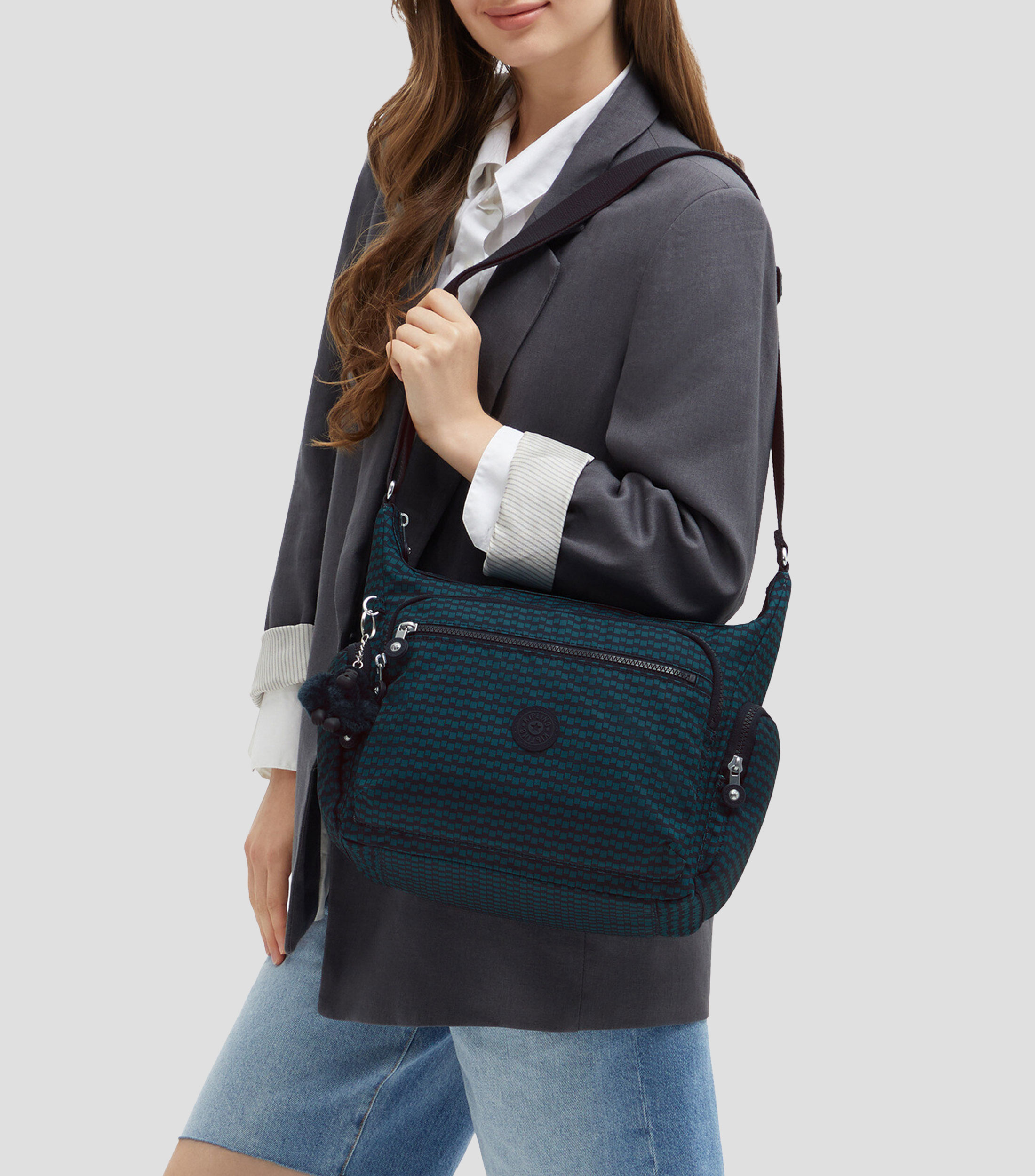 Bolsa shoulder verde con negro Gabbie estampada Mujer