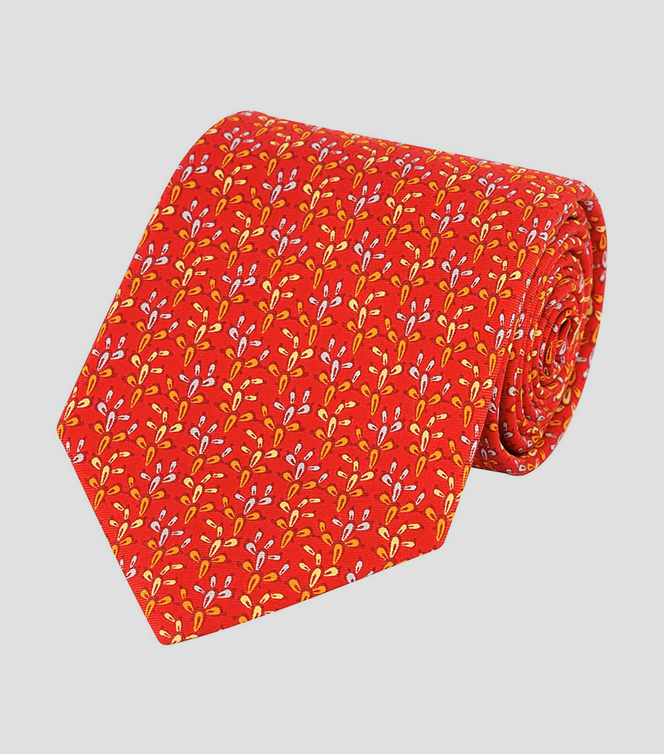 Corbata ancha de seda roja con nopales
