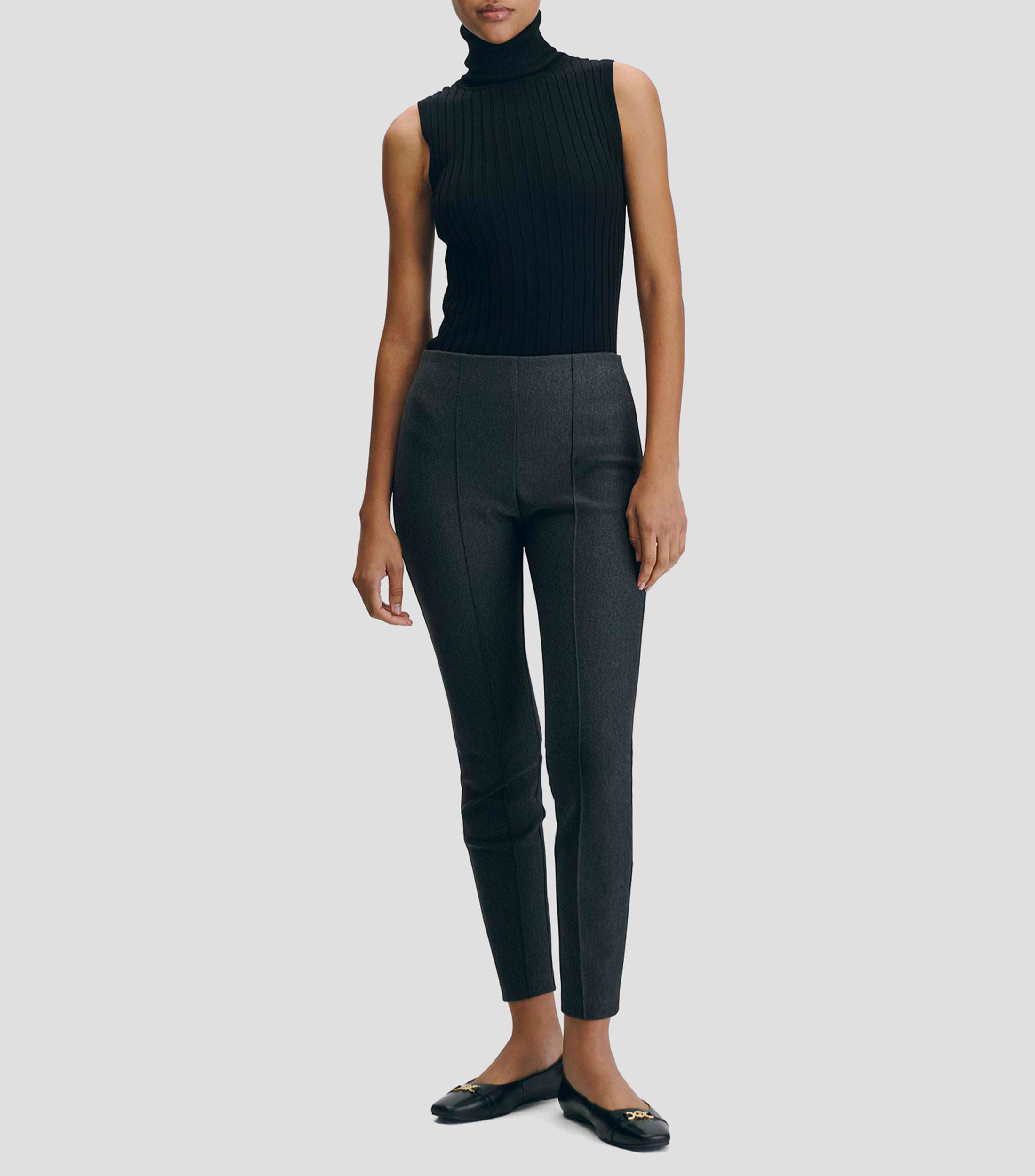 Leggings Tiro Alto Con Costilla Mujer