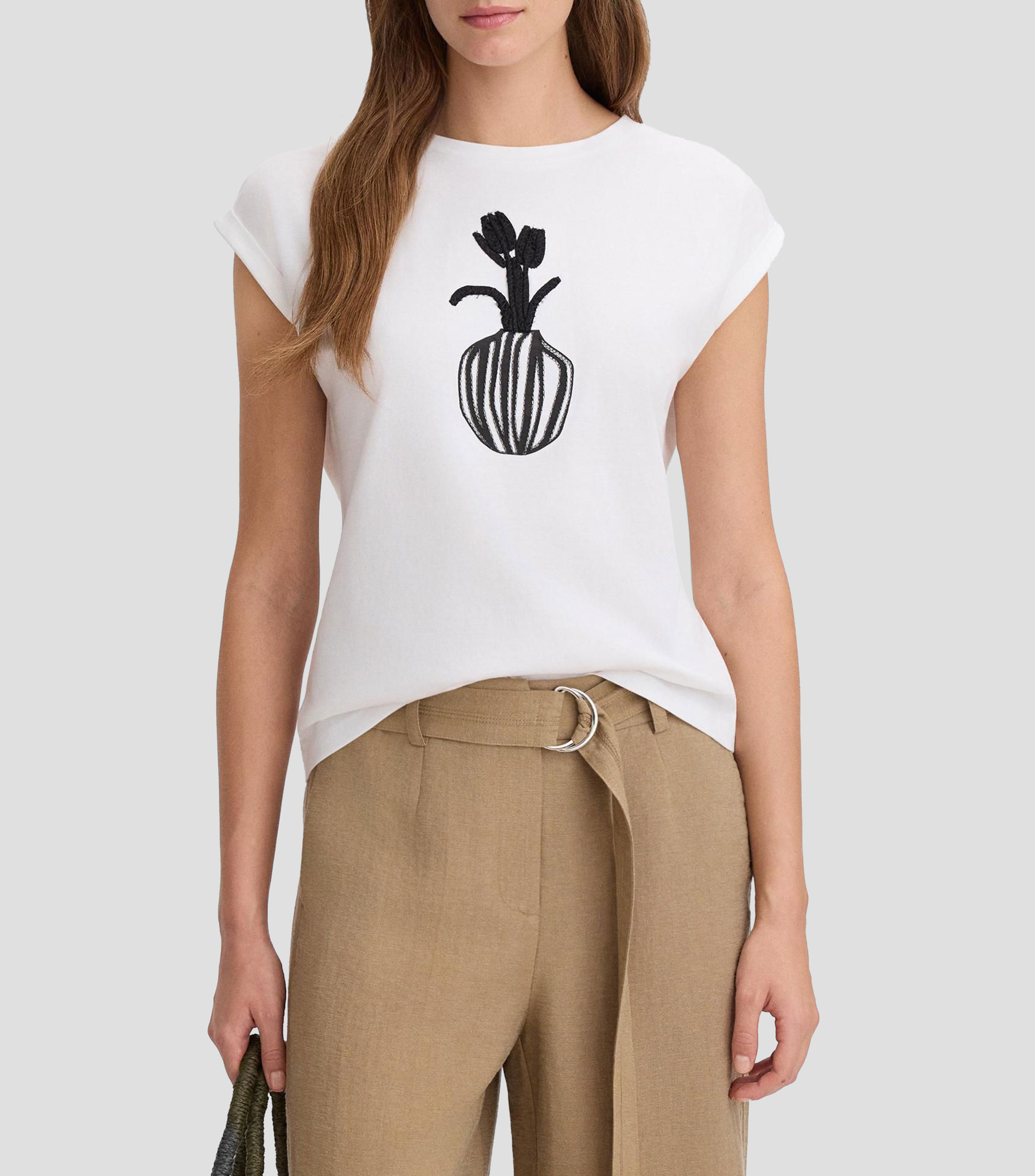 Playera cuello redondo manga corta lisa Mujer