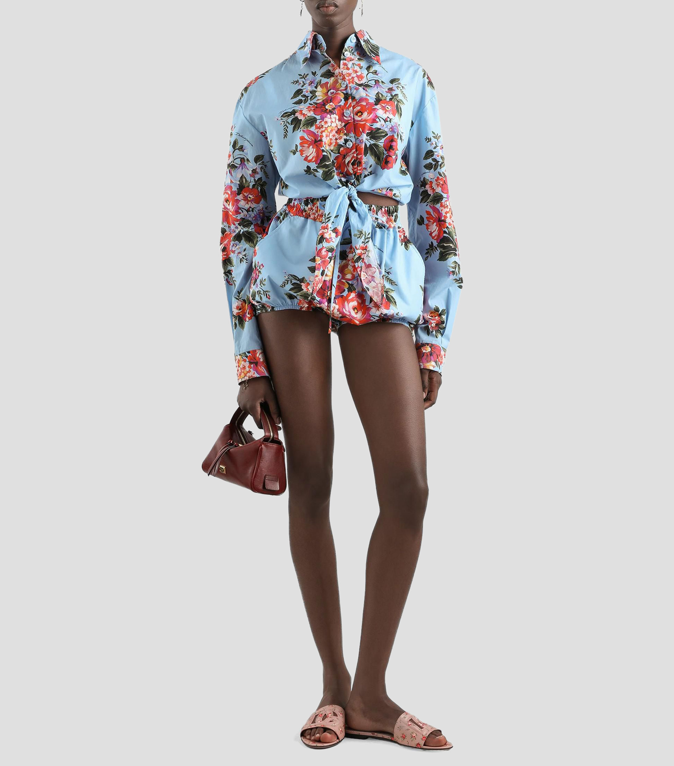 Camisa estampado floral manga larga Mujer