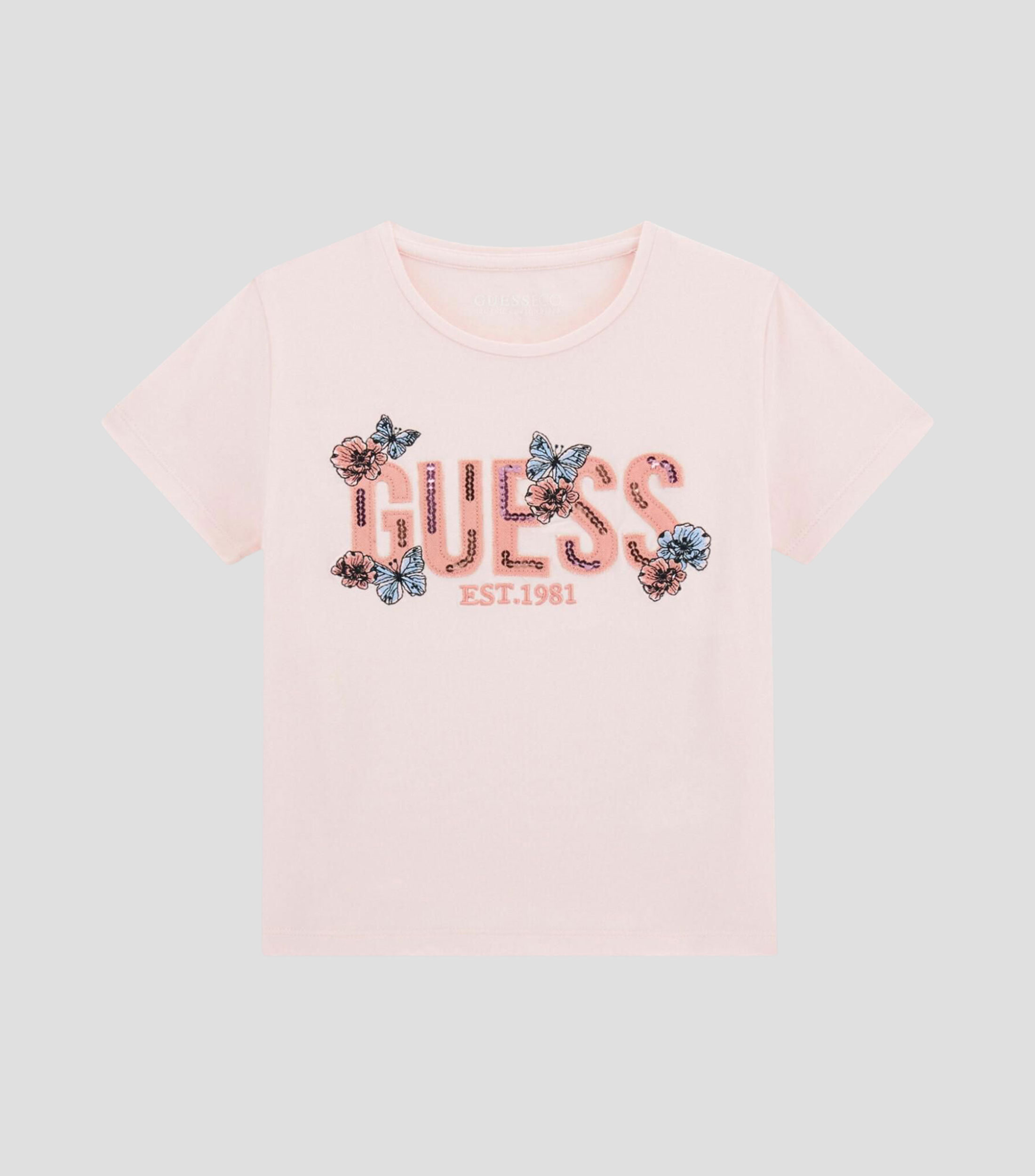 Playera cuello redondo manga corta estampada Niña