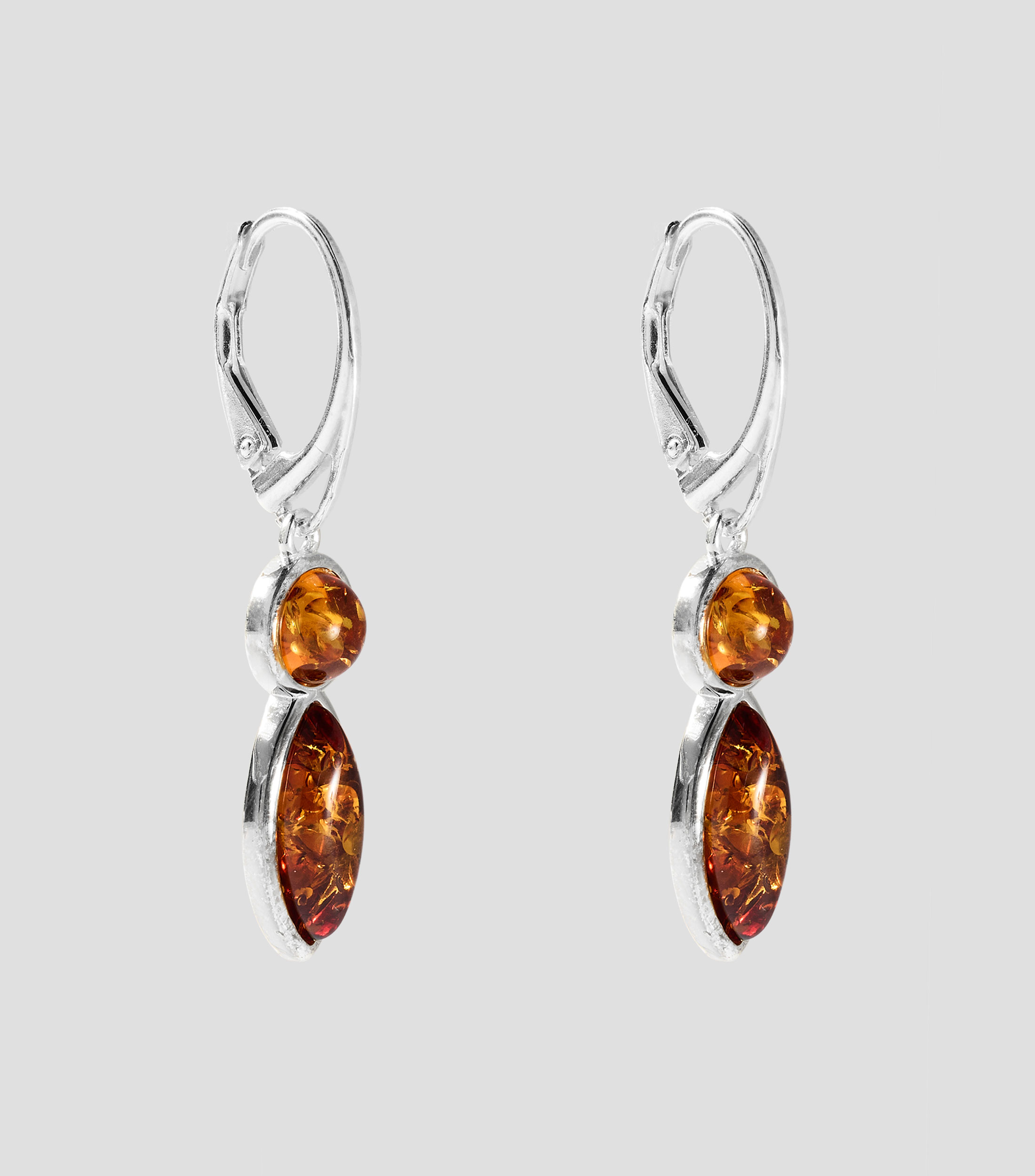 Aretes en Plata .925 con ámbar Mujer