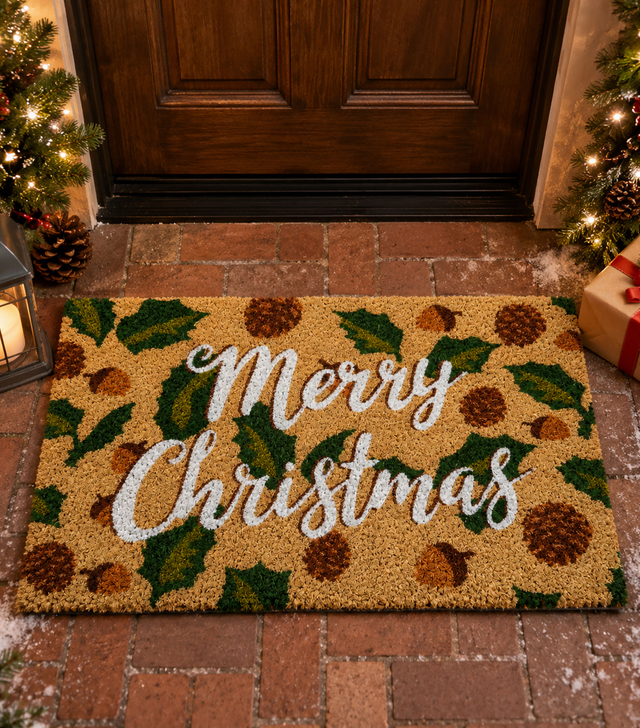 Tapete decorativo Merry Christmas en material sintético 45 x 75 cm