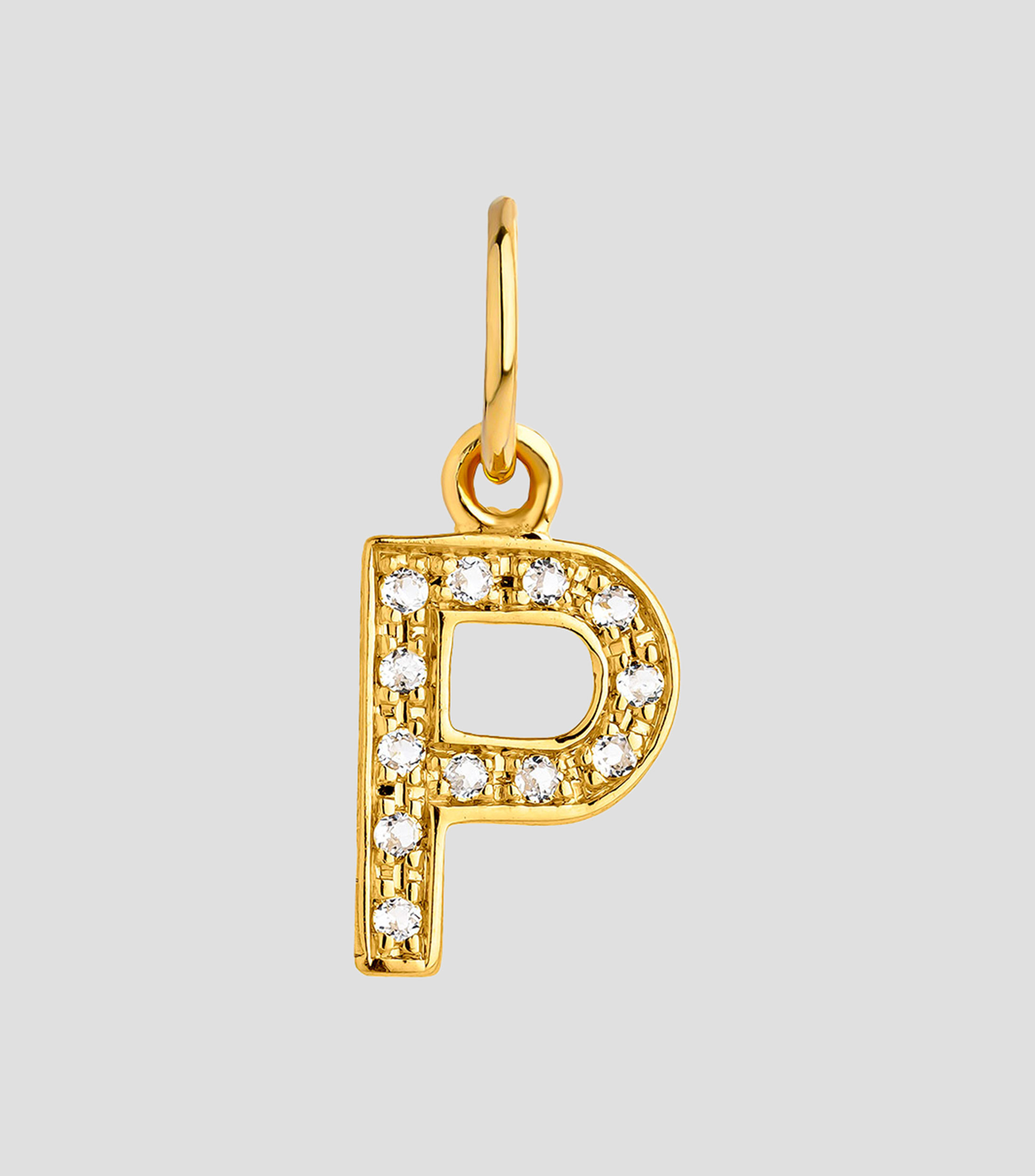 Dije inicial P en plata .925 ABC con topacios blancos Mujer