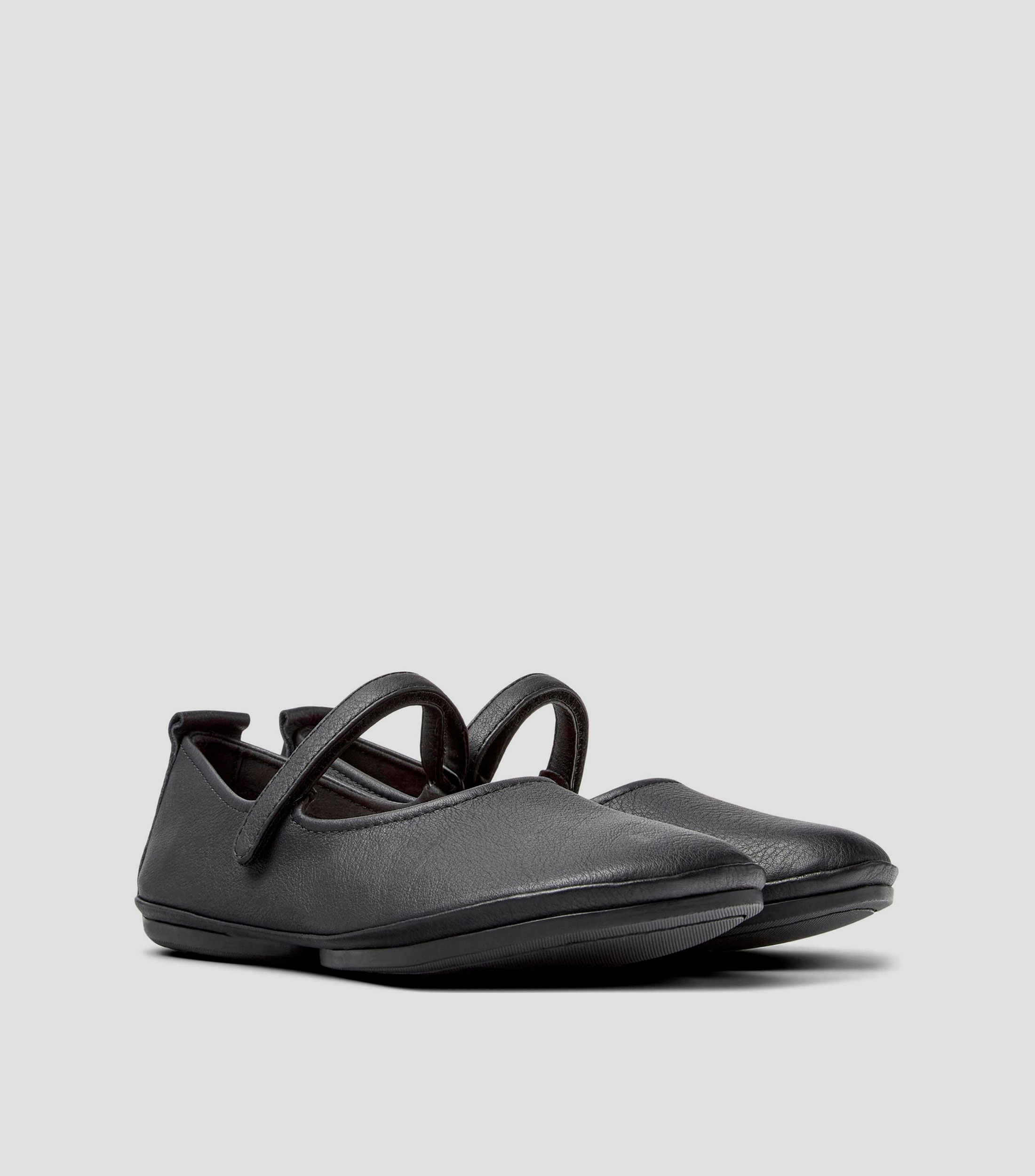 Flats en piel vacuna semigranulado Mujer