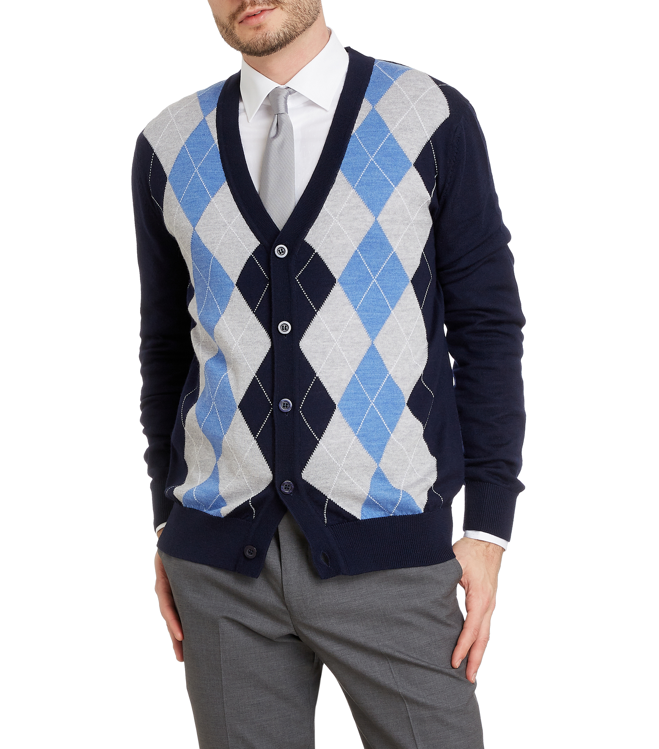 Sweater Chalecos De Rombos Para Hombre Varosco Cárdigan Con Rombos Hombre  El Palacio De Hierro