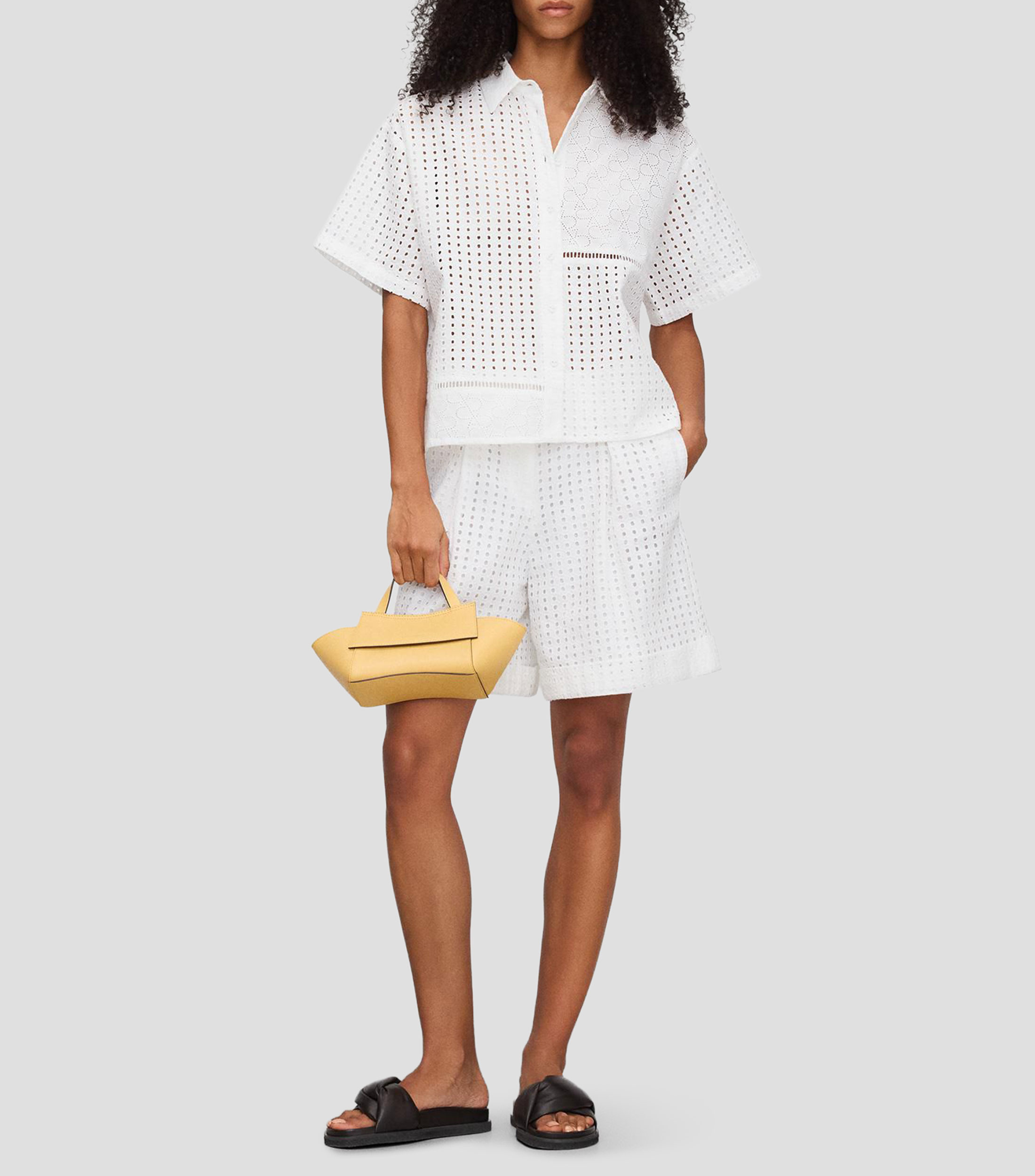 Camisa lisa con manga corta Mujer