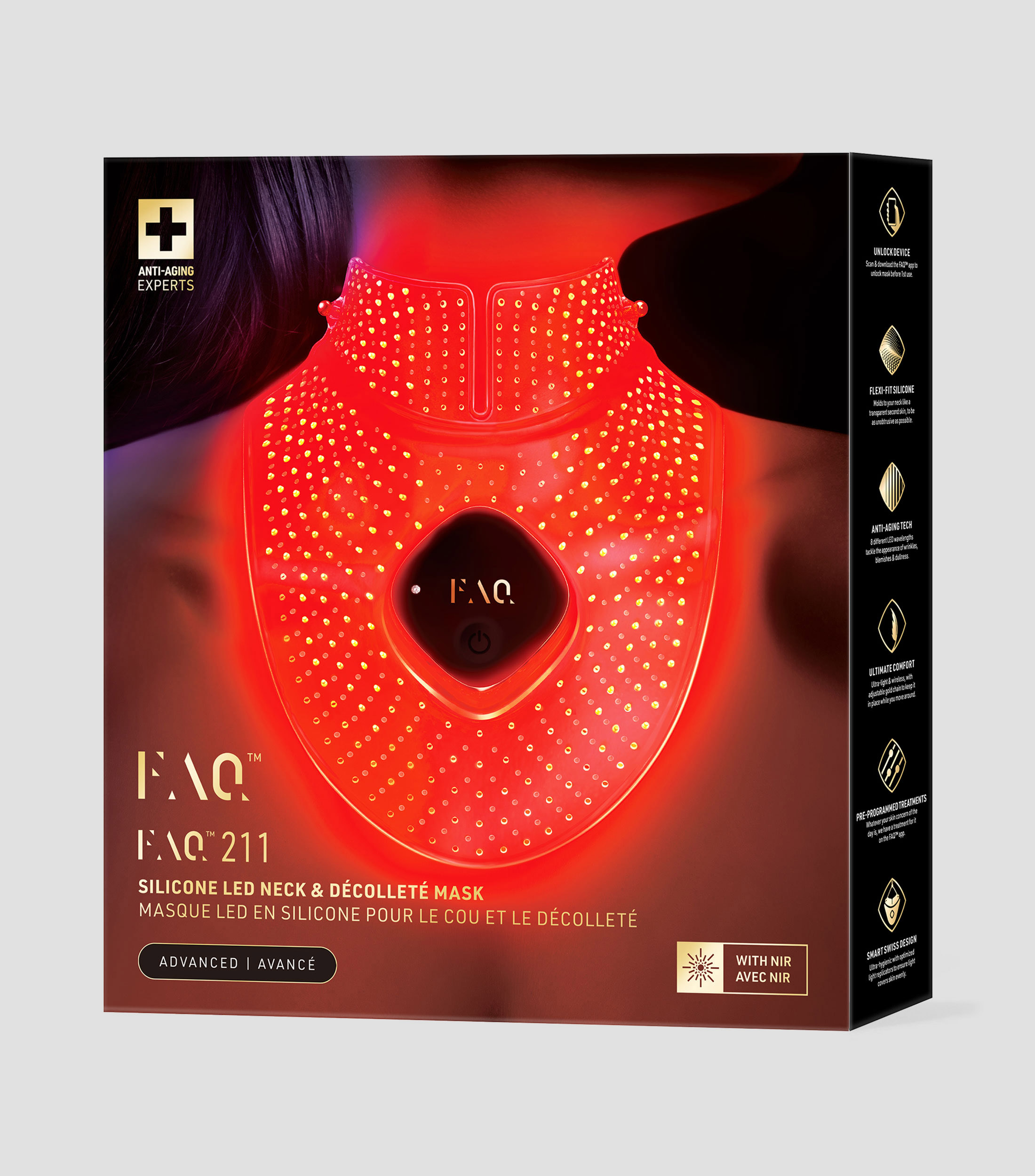 Máscara LED antienvejecimiento para cuello, escote y espalda
