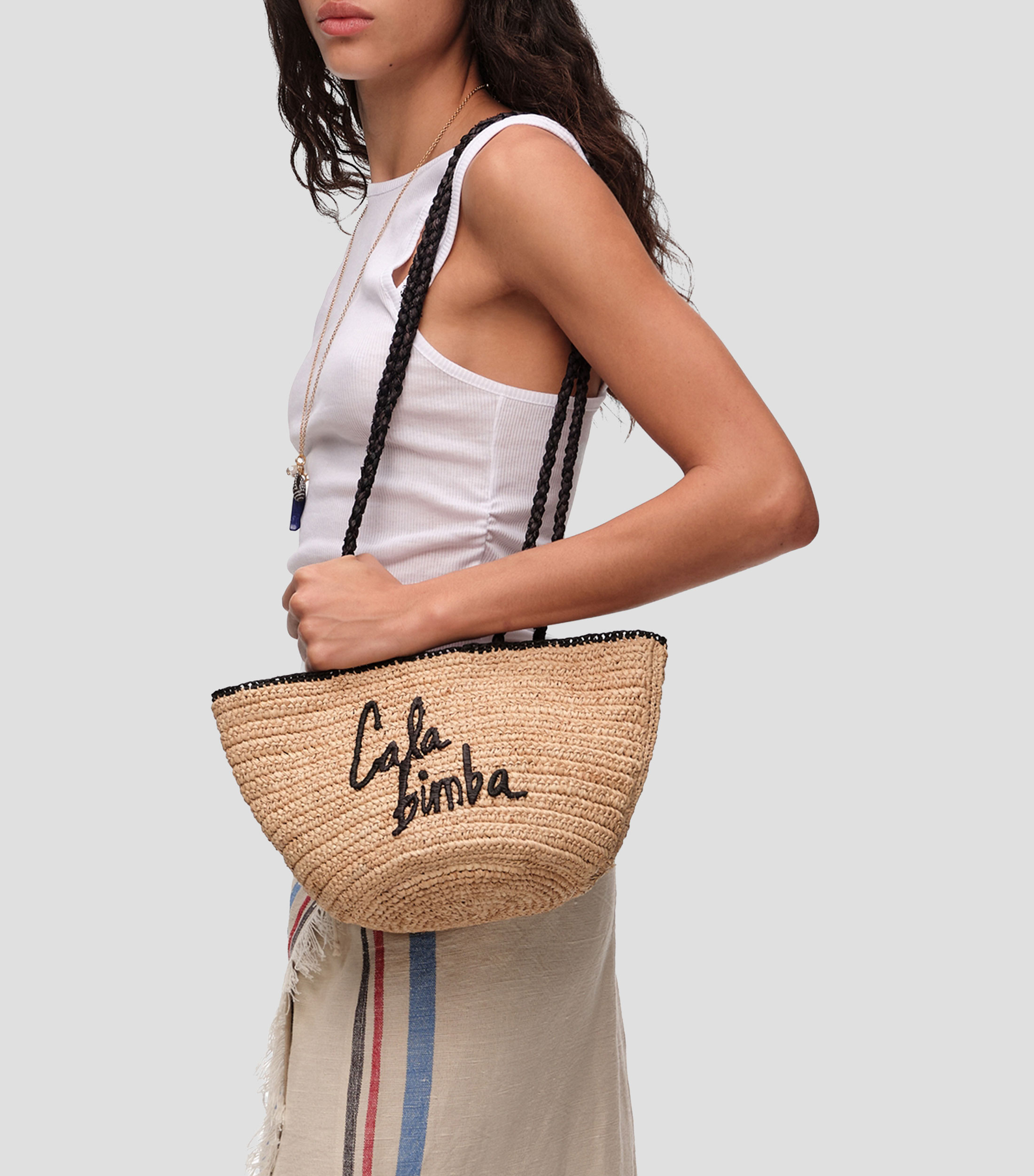 Bolsa capazo pequeño rafia natural Mujer