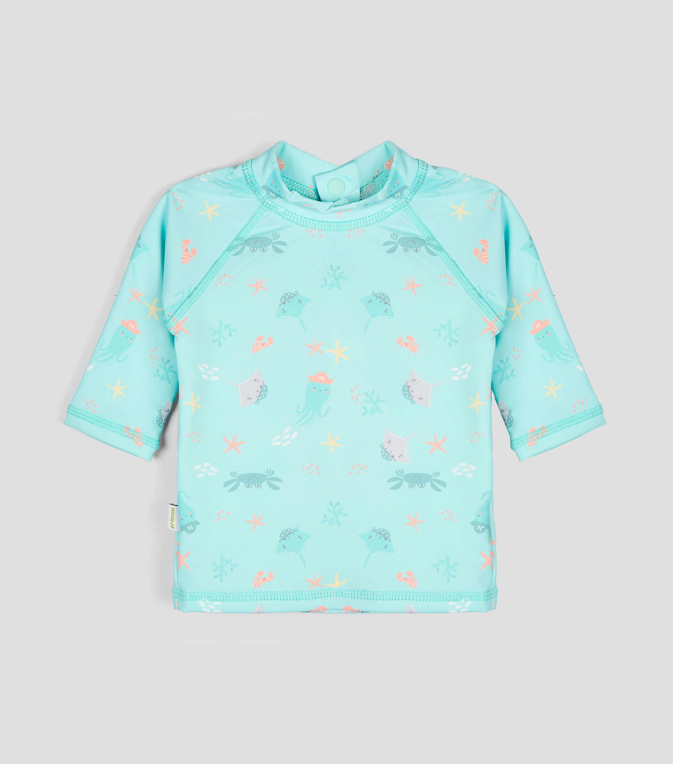 Playera traje de baño de cuello redondo y manga larga estampada Bebé