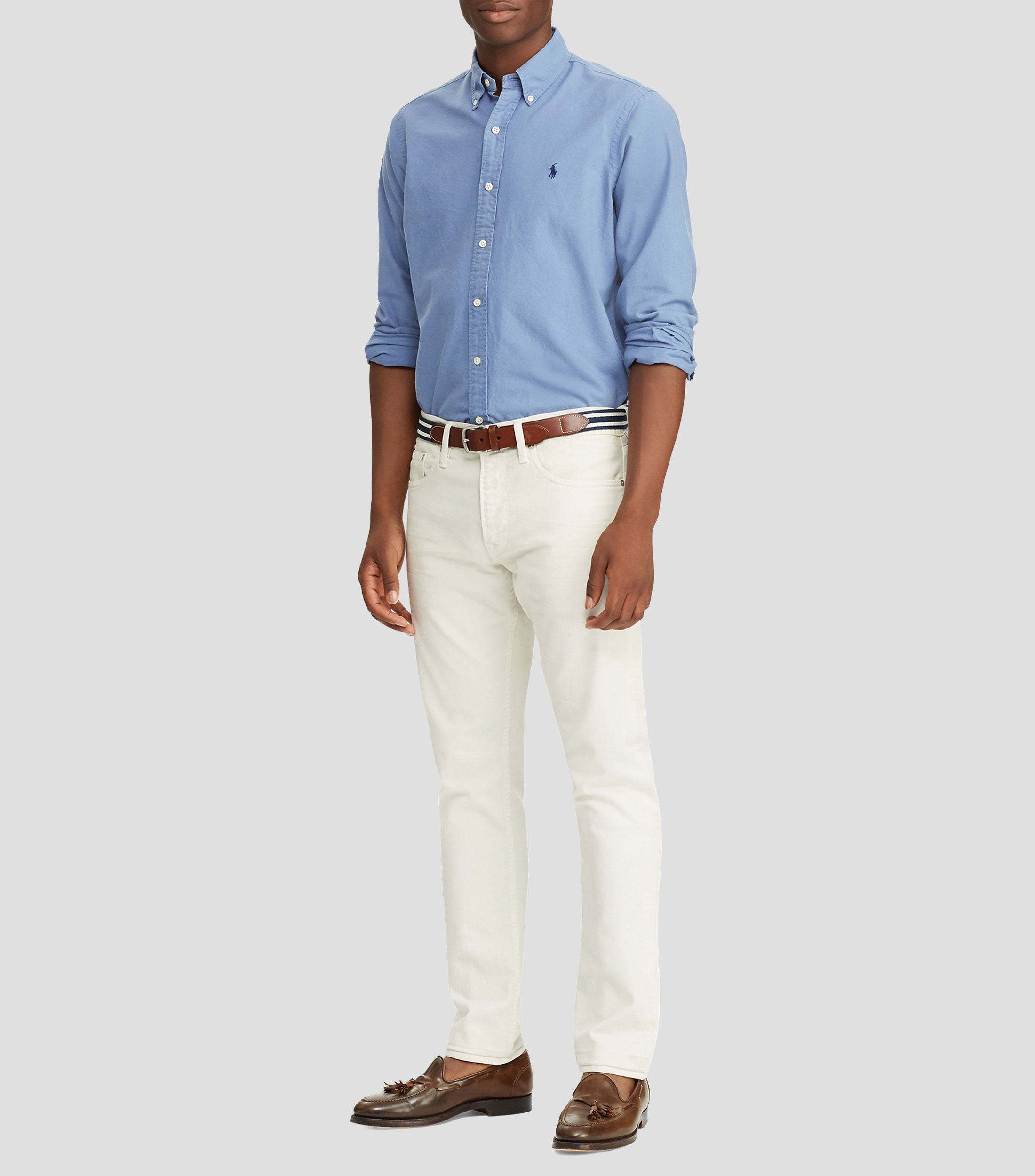 Camisa lisa manga larga Hombre