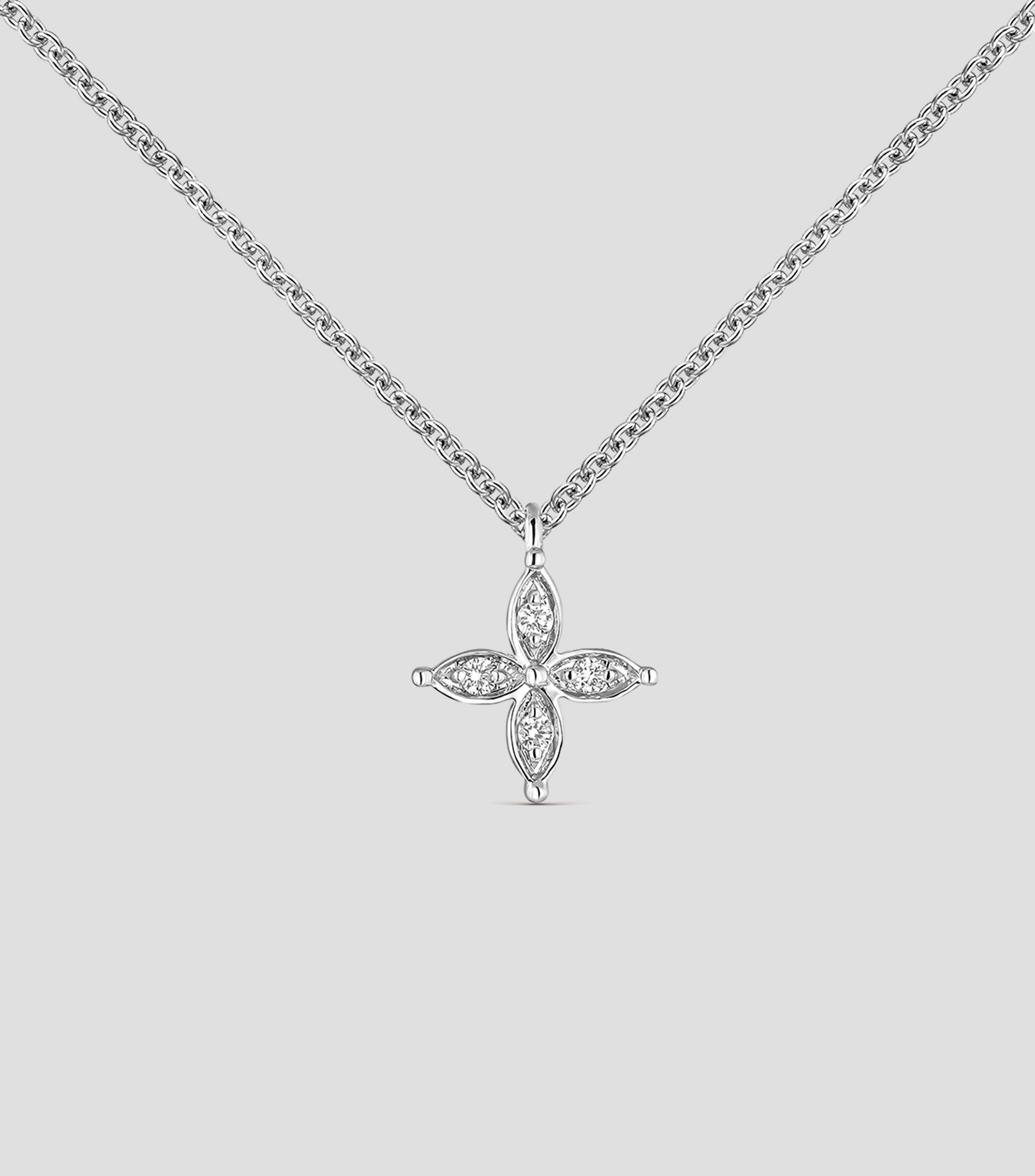 Colgante cadena de oro blanco de 18K con diamante