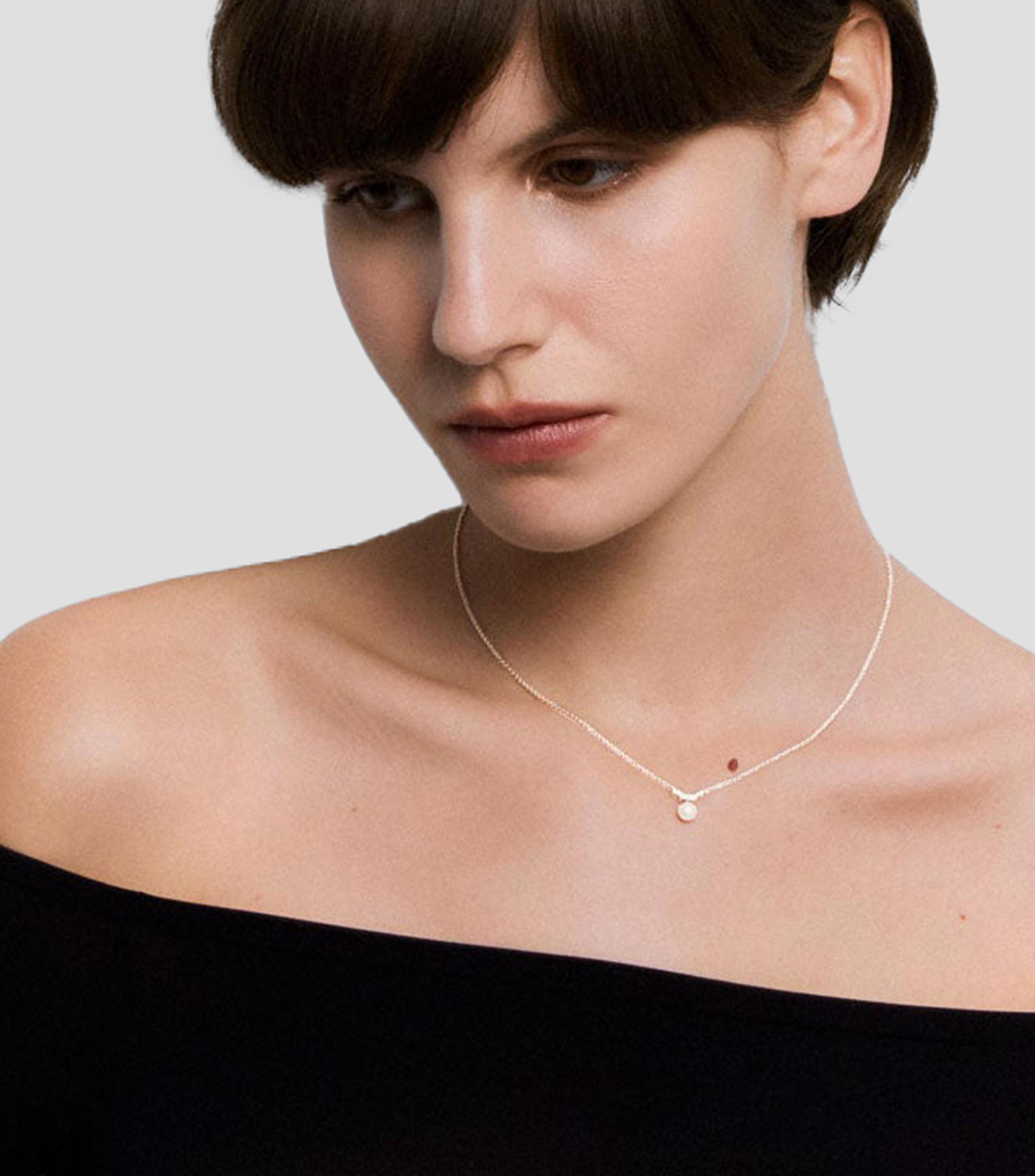 Colgante en oro blanco 18 Kilates con perla y diamantes Mujer
