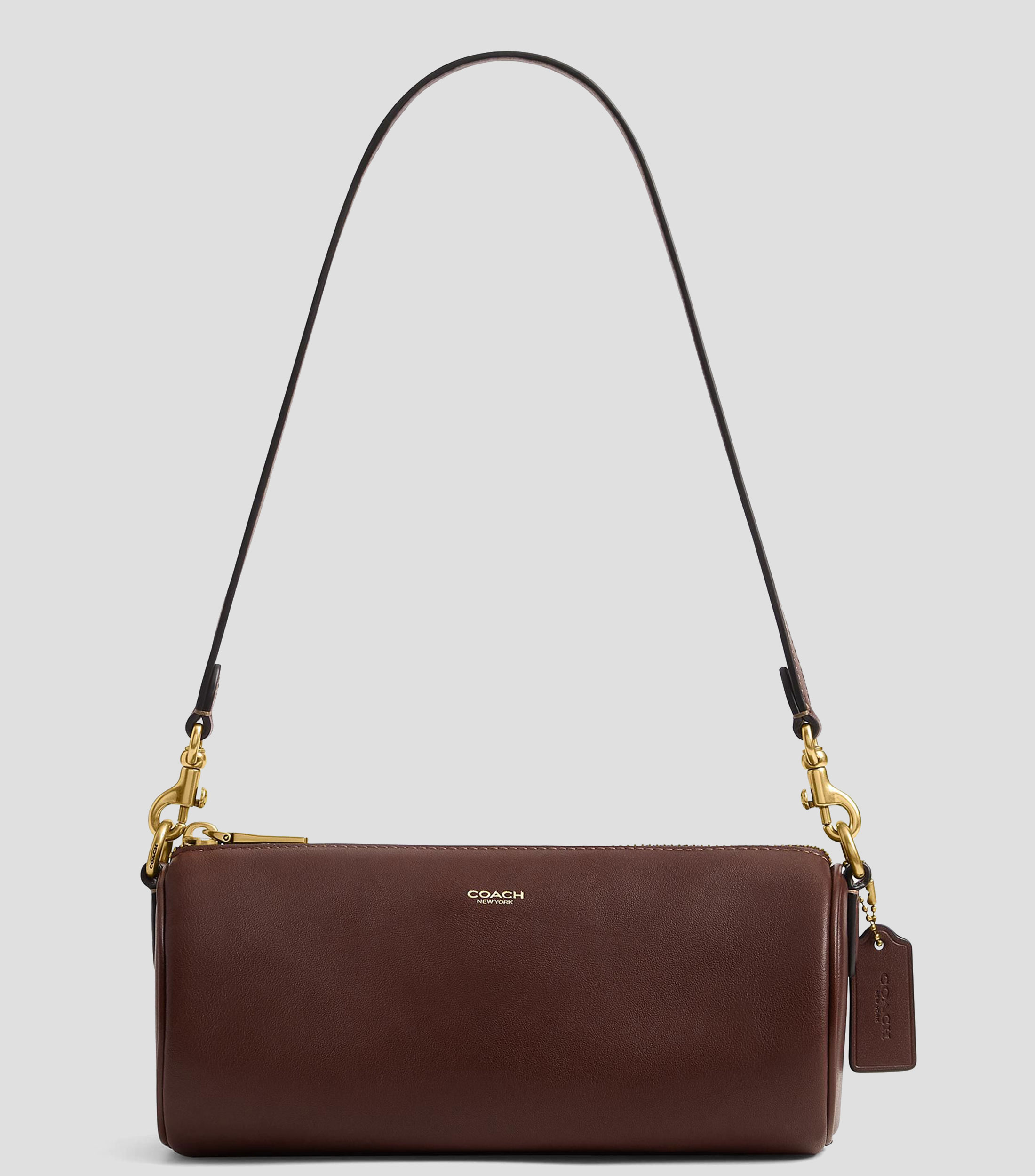 Bolsa shoulder en cuero Barrel lisa Mujer