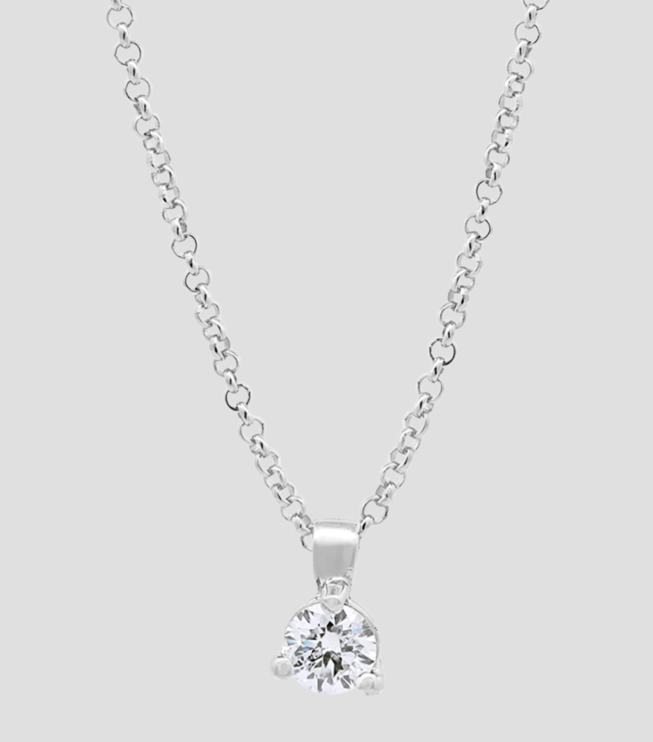 Dije en oro blanco de 14 kilates con cadena y diamante Mujer