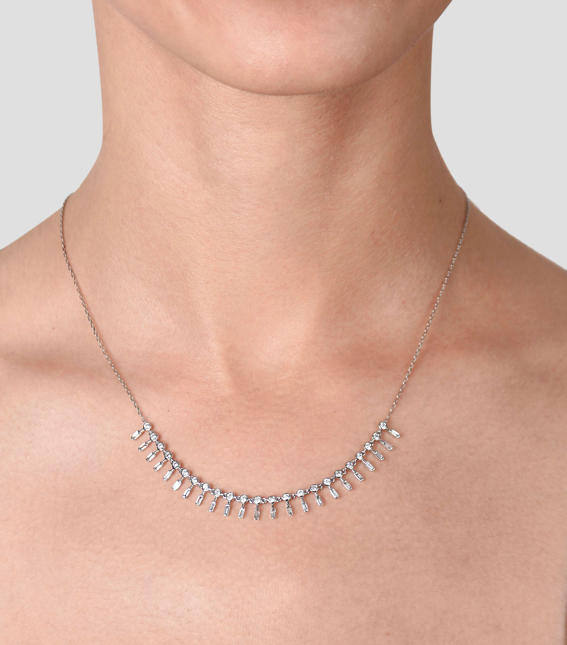 Gargantilla en oro blanco 14 Kilates con diamantes Mujer