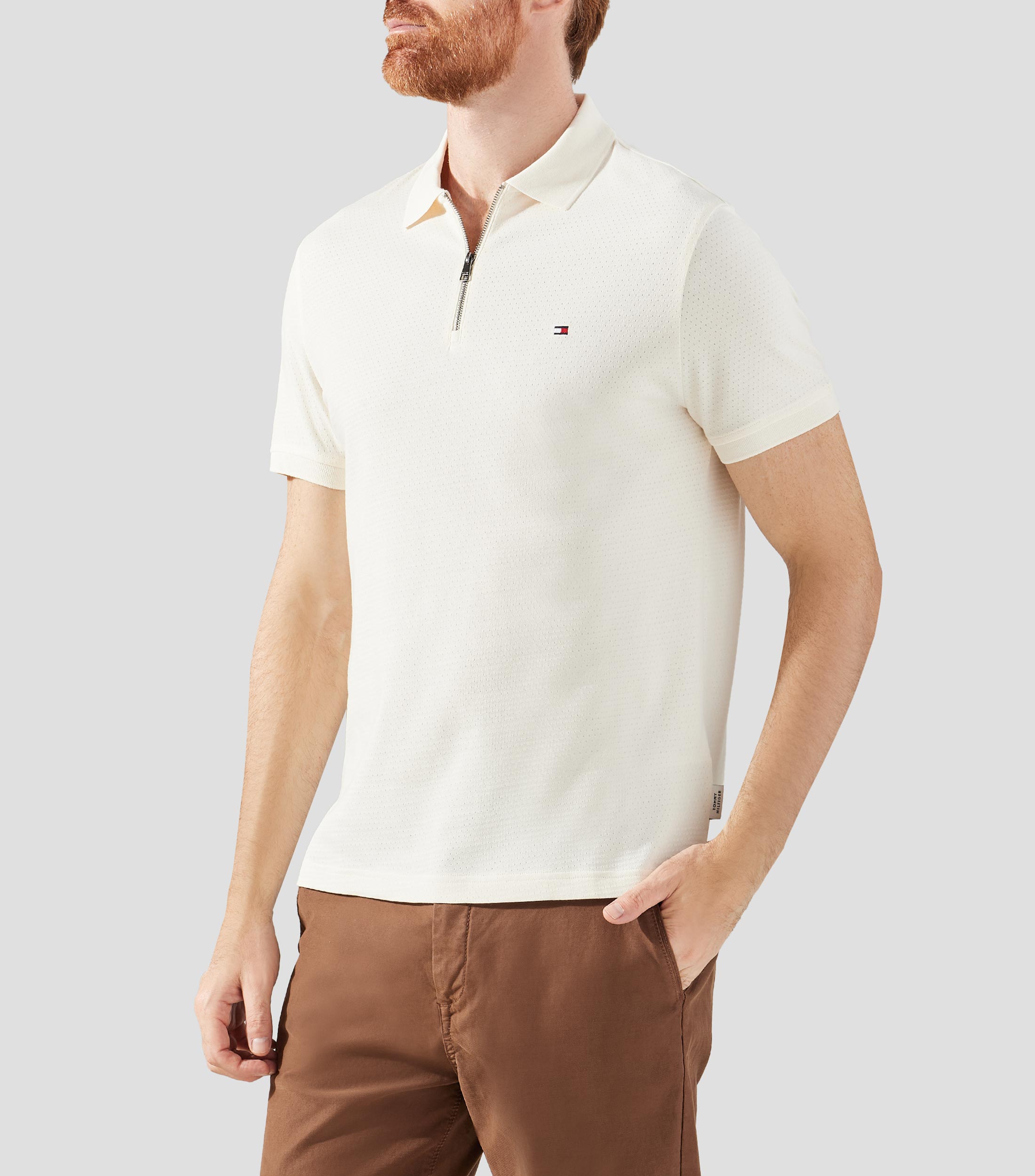 Playera tipo polo manga corta sólida Hombre