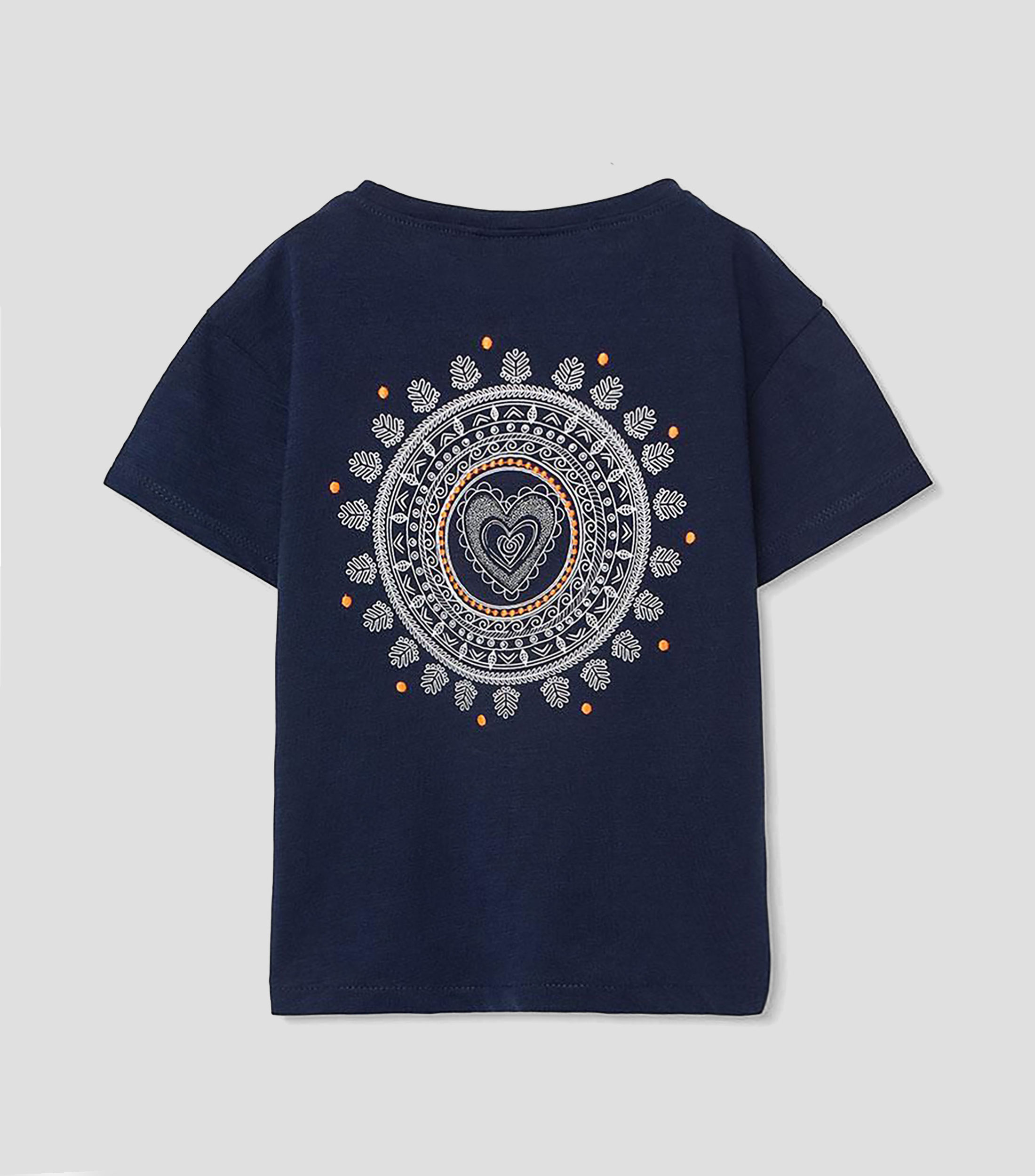 Playera de cuello redondo con manga corta estampada Niña