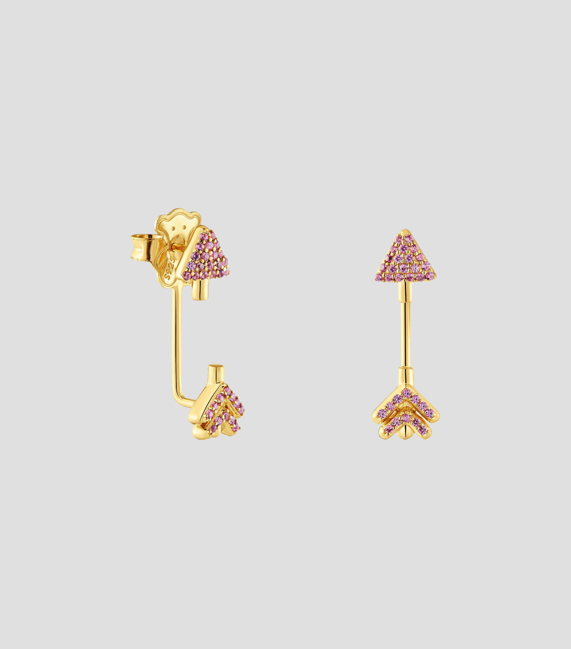 Aretes en plata .925 Flechazo con rodolita Mujer
