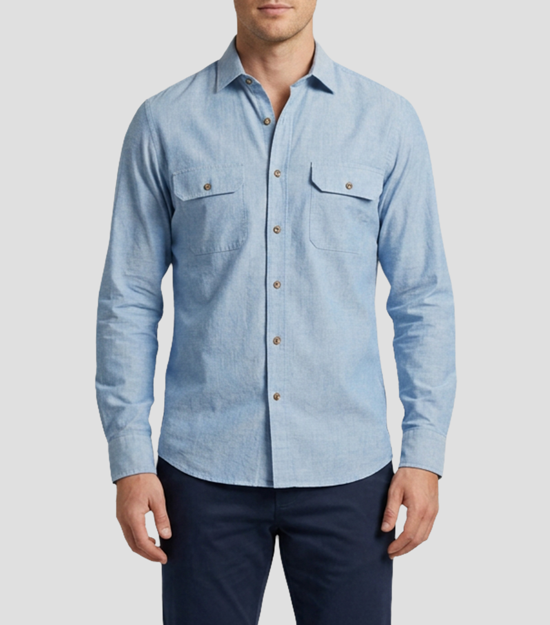 Camisa jaspeada manga larga Hombre