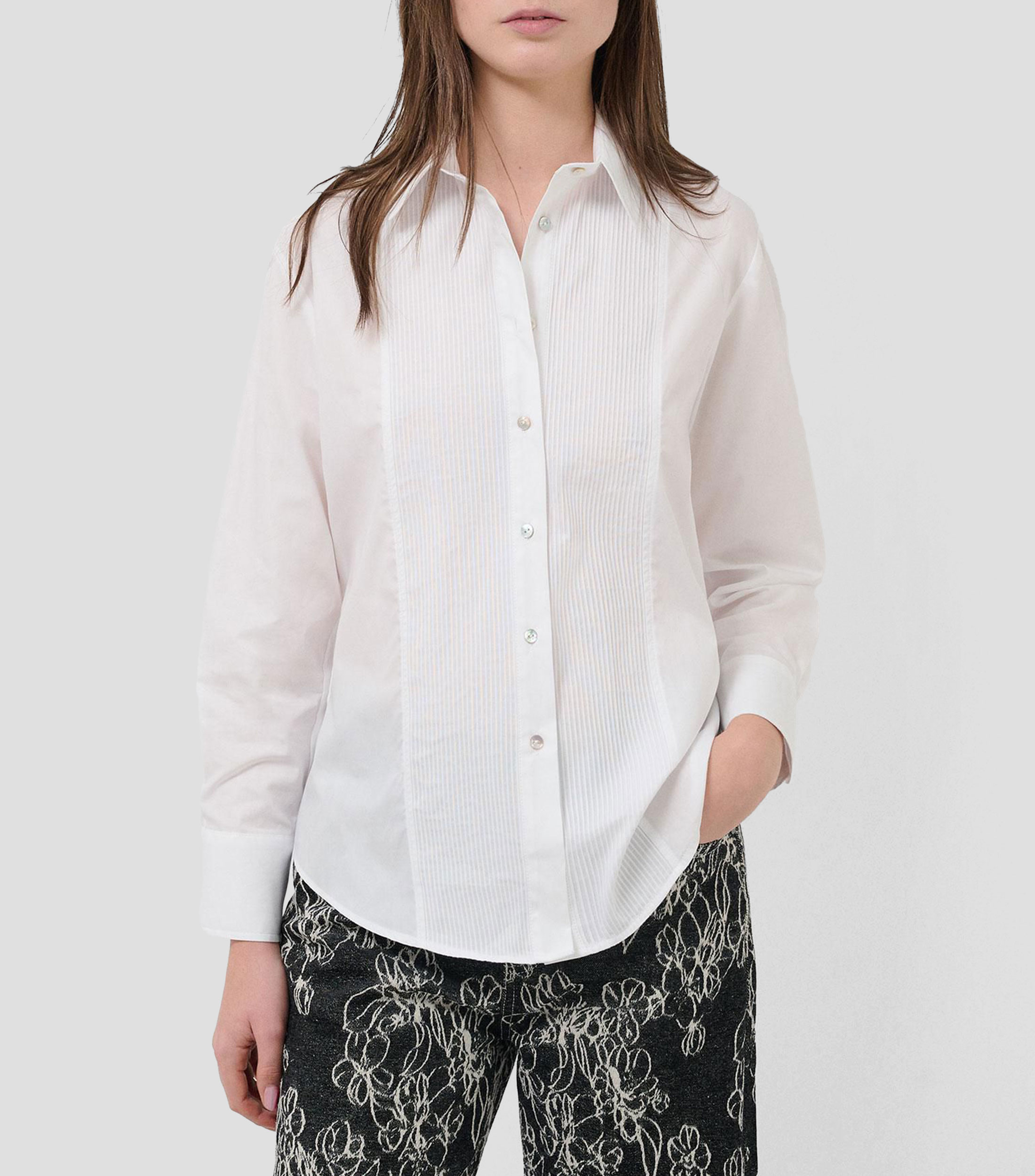 Camisa lisa manga larga Mujer