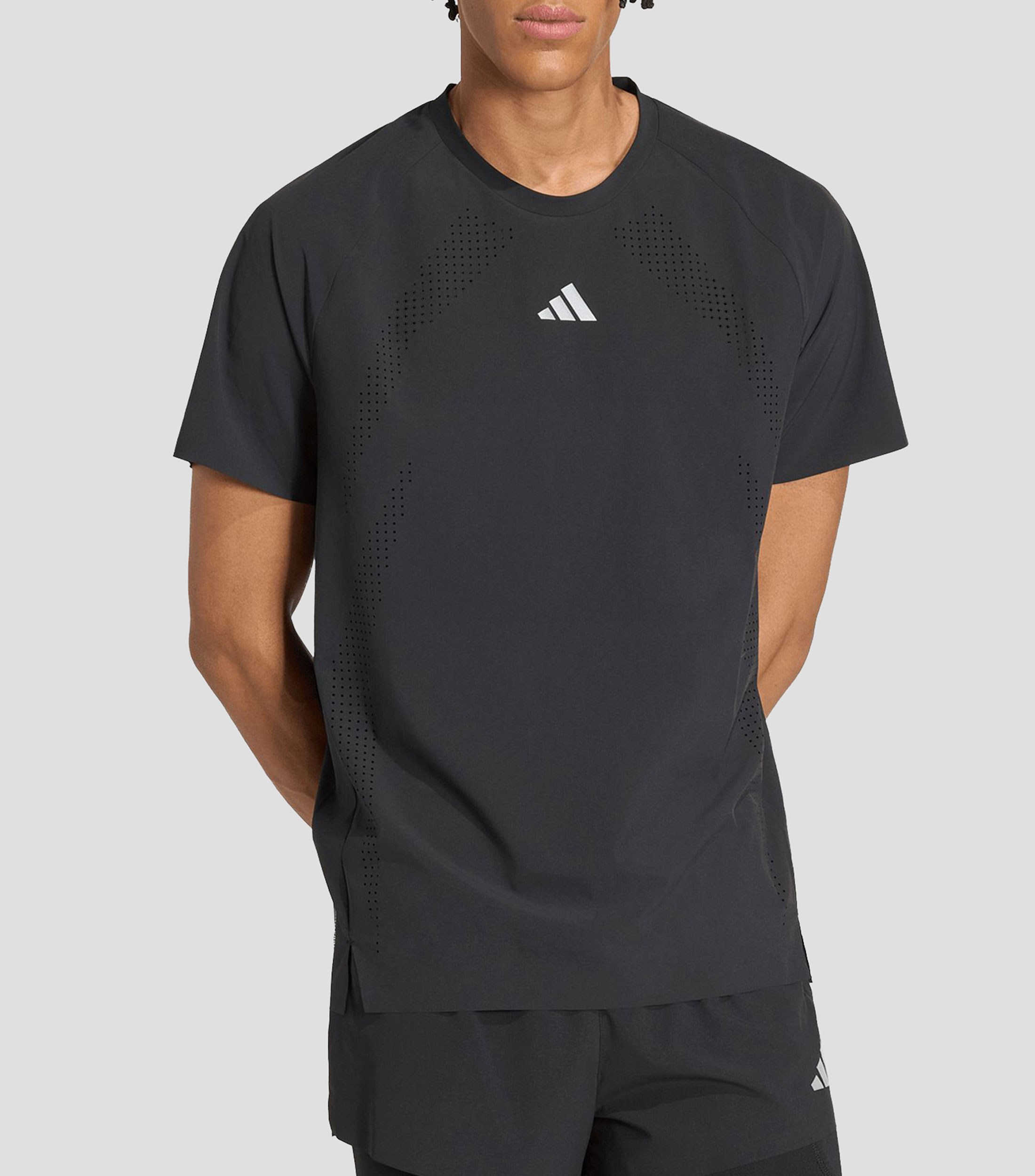 Playera para correr cuello redondo manga corta lisa Hombre