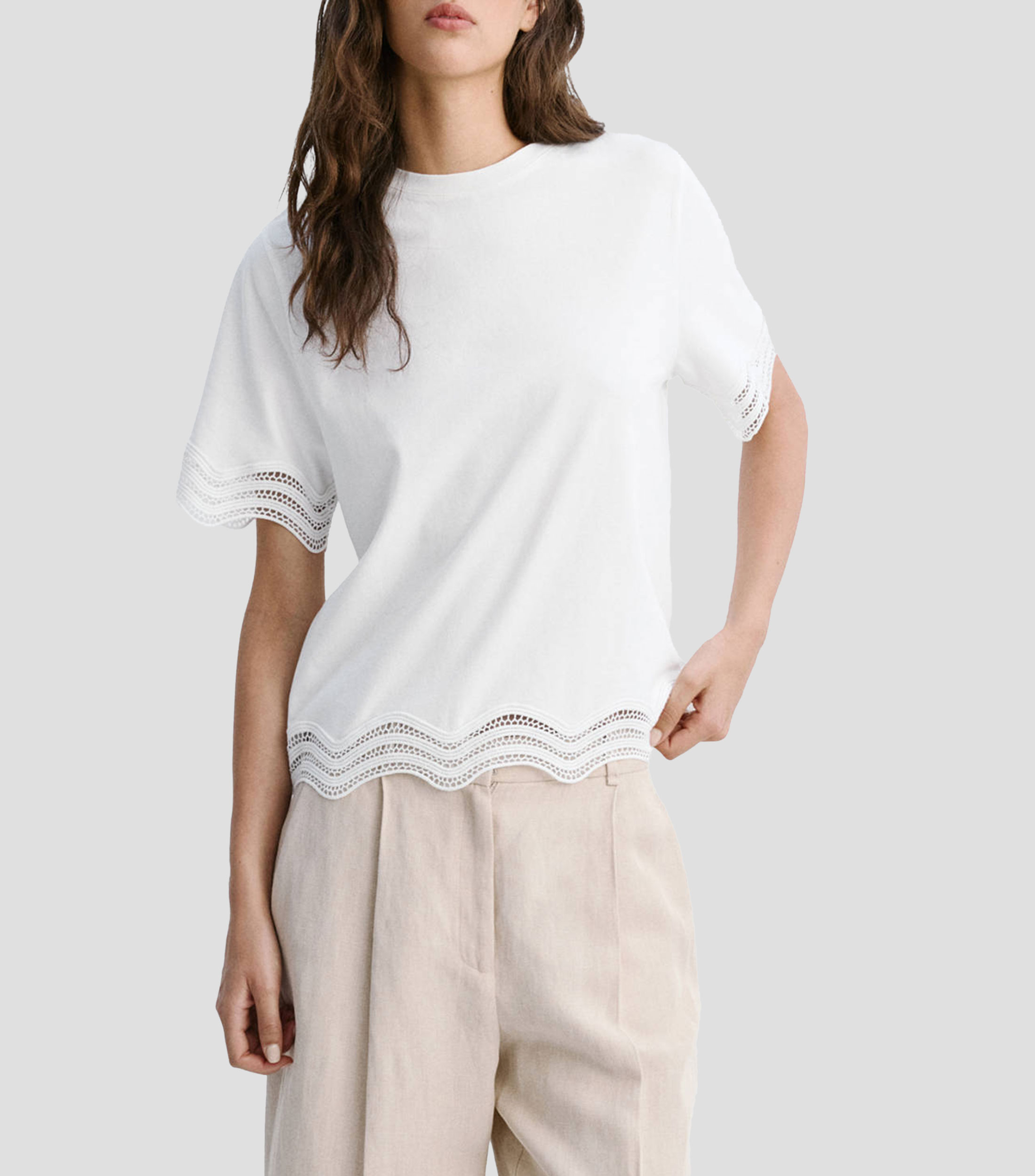 Playera cuello redondo manga corta lisa Mujer