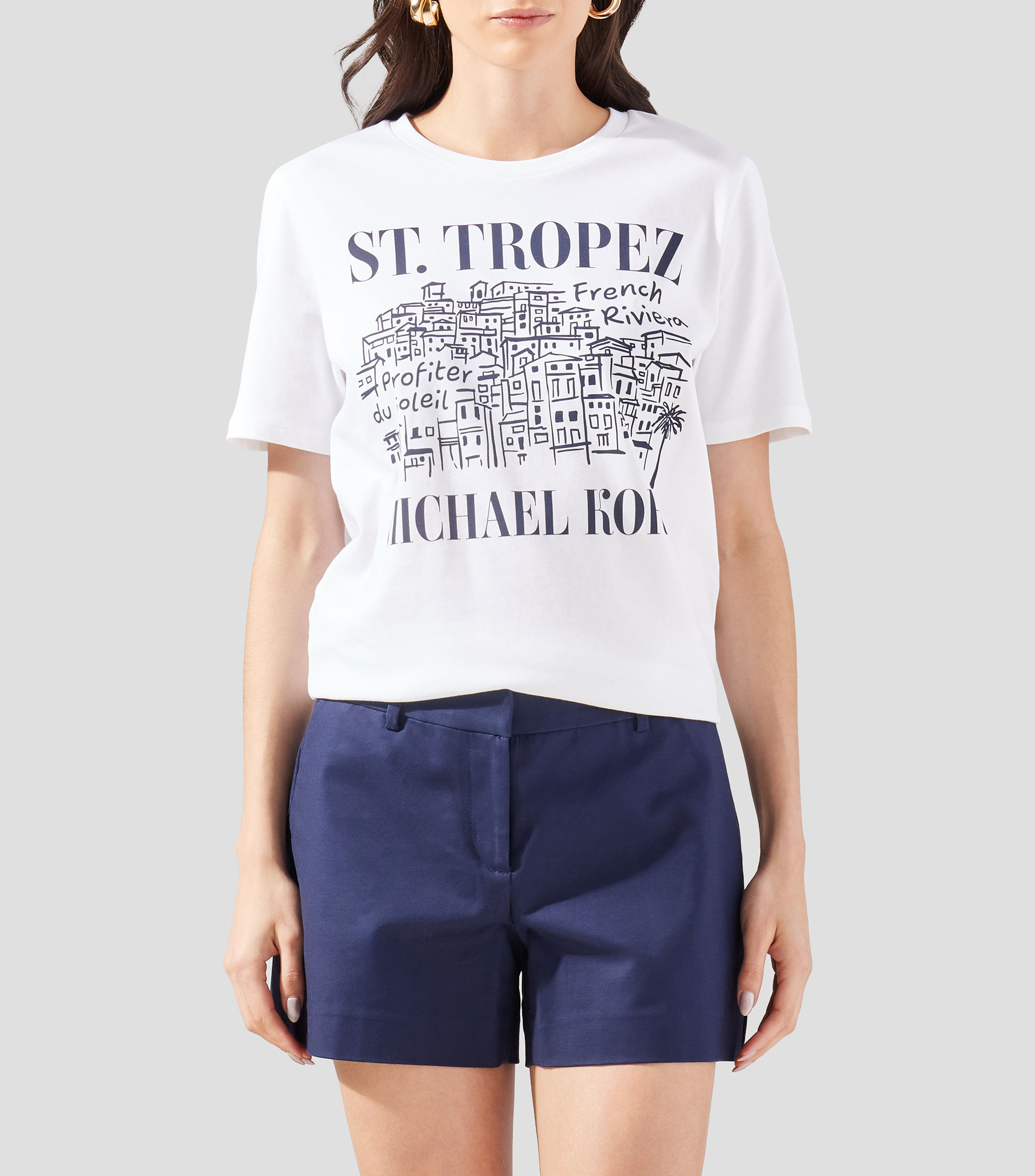 Playera cuello redondo manga corta estampada Mujer