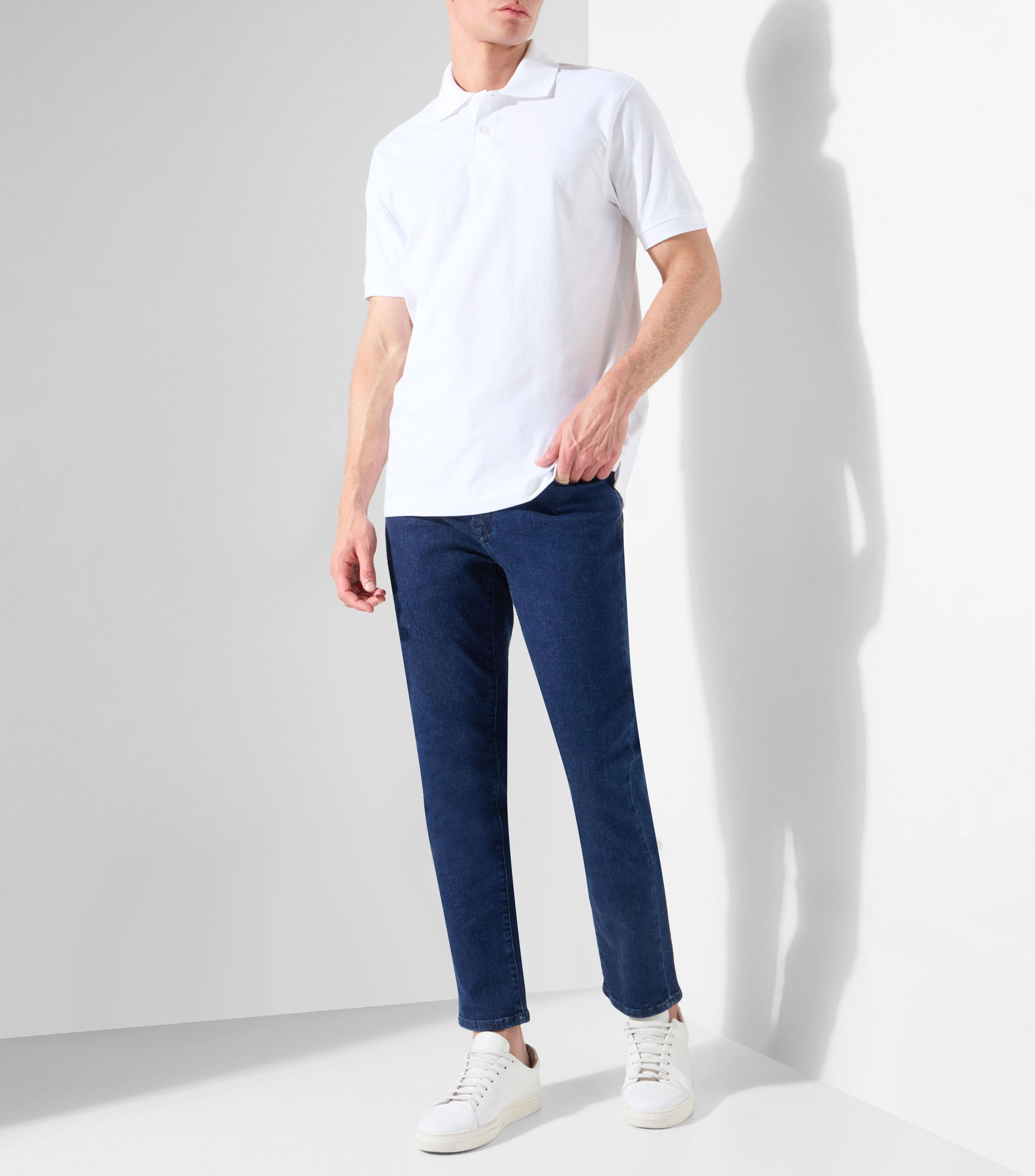 Playera tipo polo lisa de manga corta Hombre