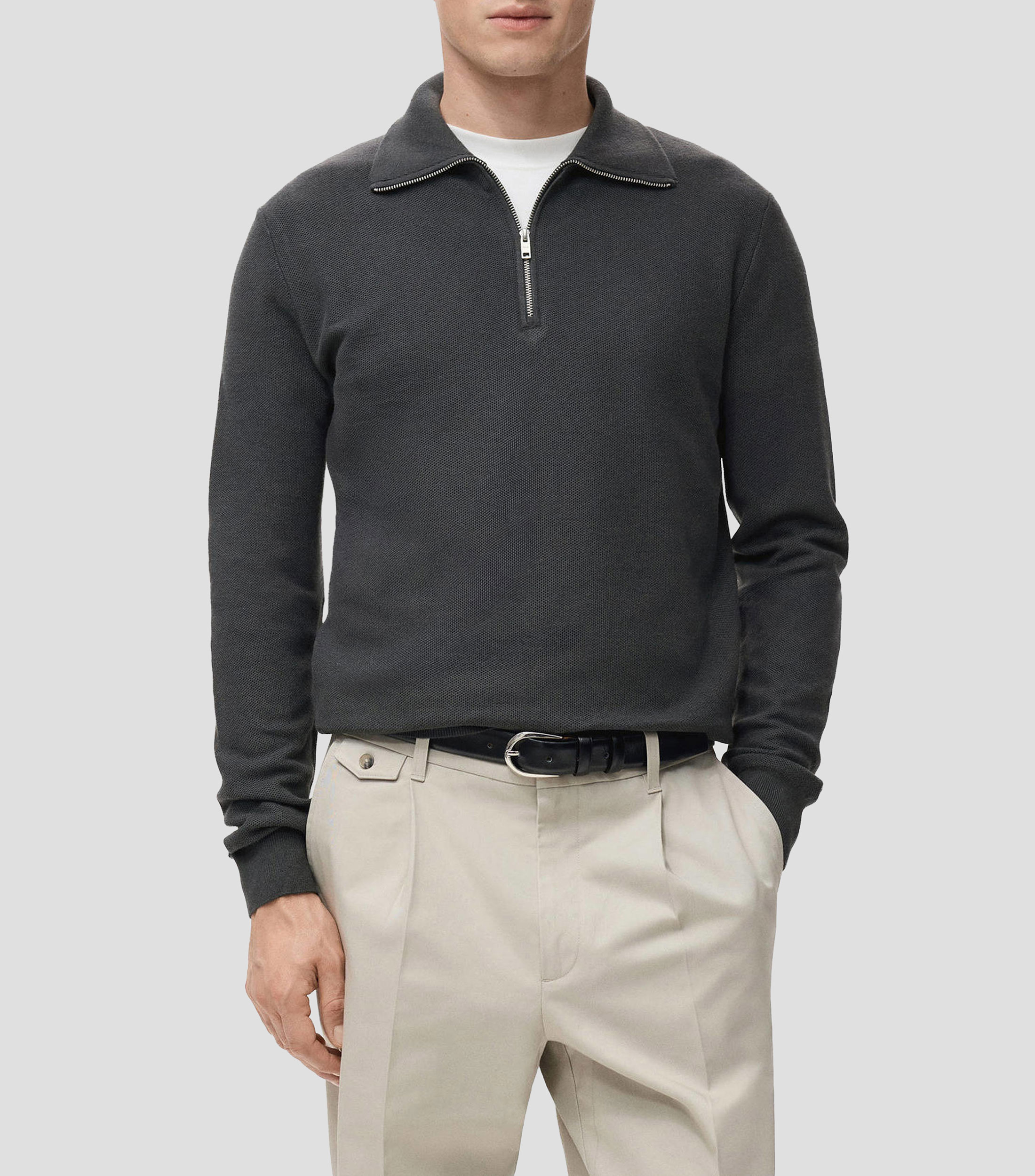 Suéter cuello camisero Hombre