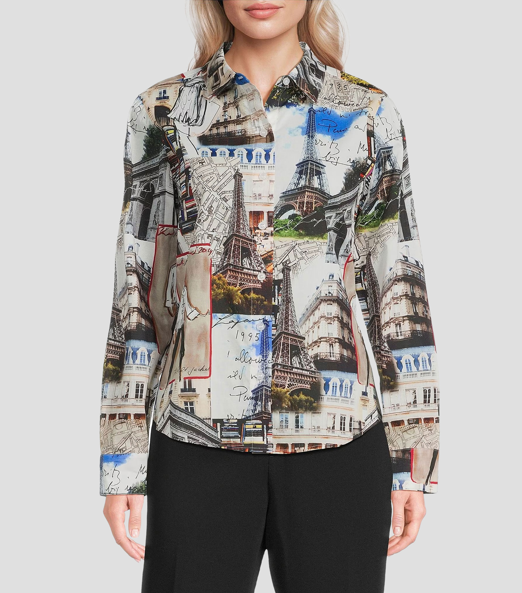 Camisa estampada con manga larga Mujer