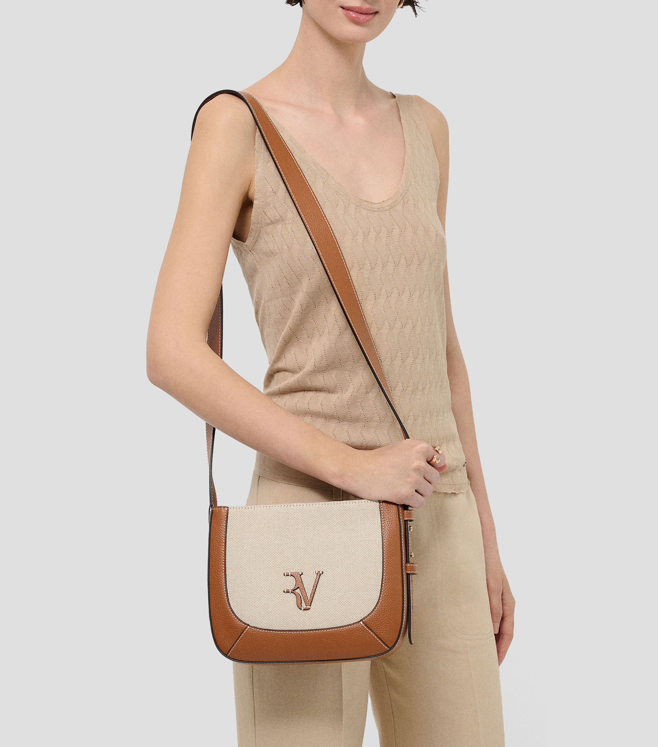 Bolsa crossbody café en piel Lera Lisa Mujer