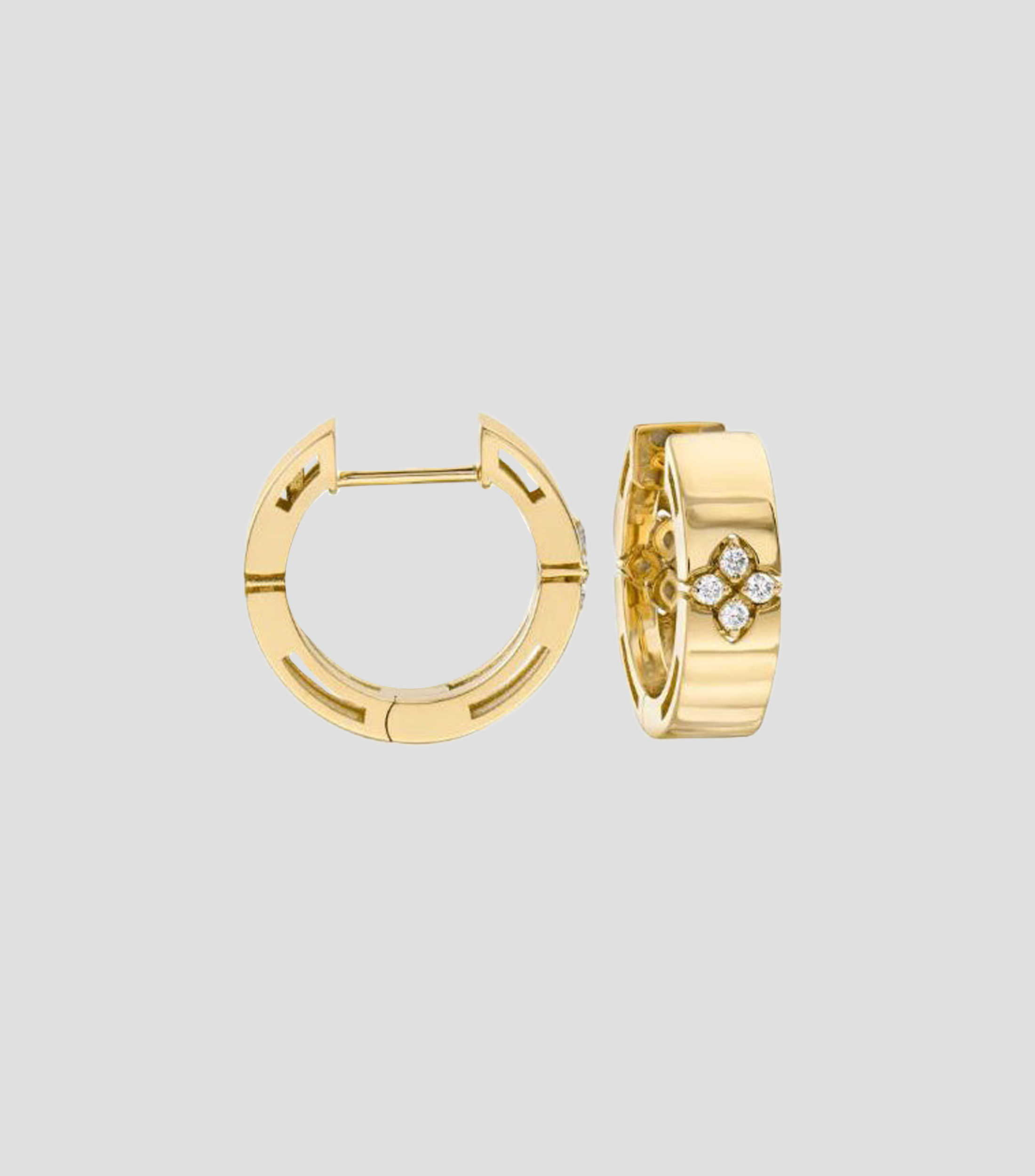 Aretes de aro en oro amarillo de 18 kilates con diamantes Love In Verona Mujer